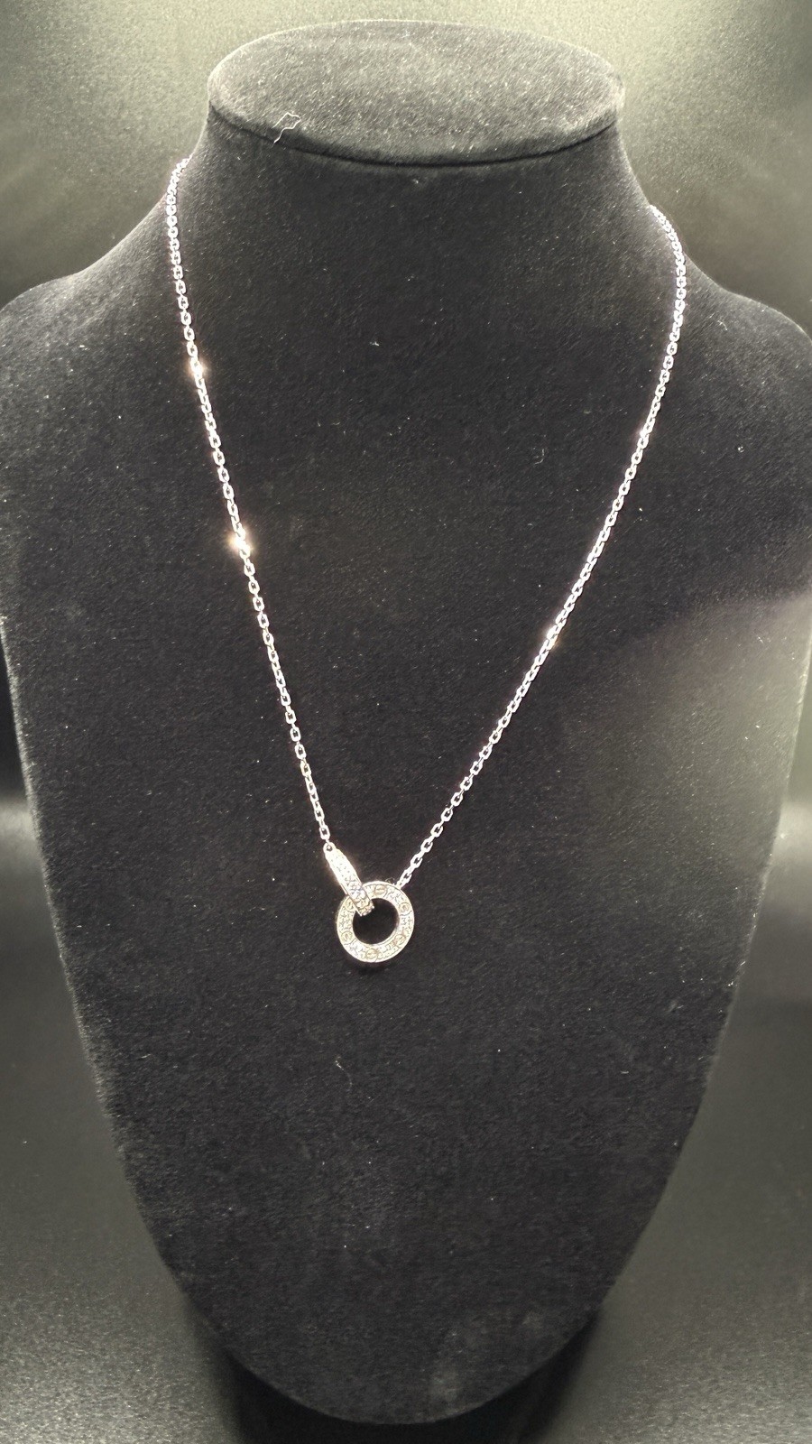 Cartier Love Necklace with Pendant 18k White Gold Pavé Diamond 0.30 ctw