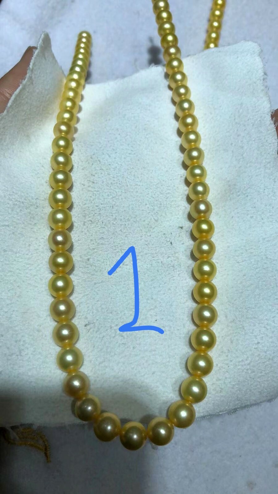 AAAAA 20″ REAL NATURAL south sea GOLDEN 8-9mm pearl necklace 14K gold custom