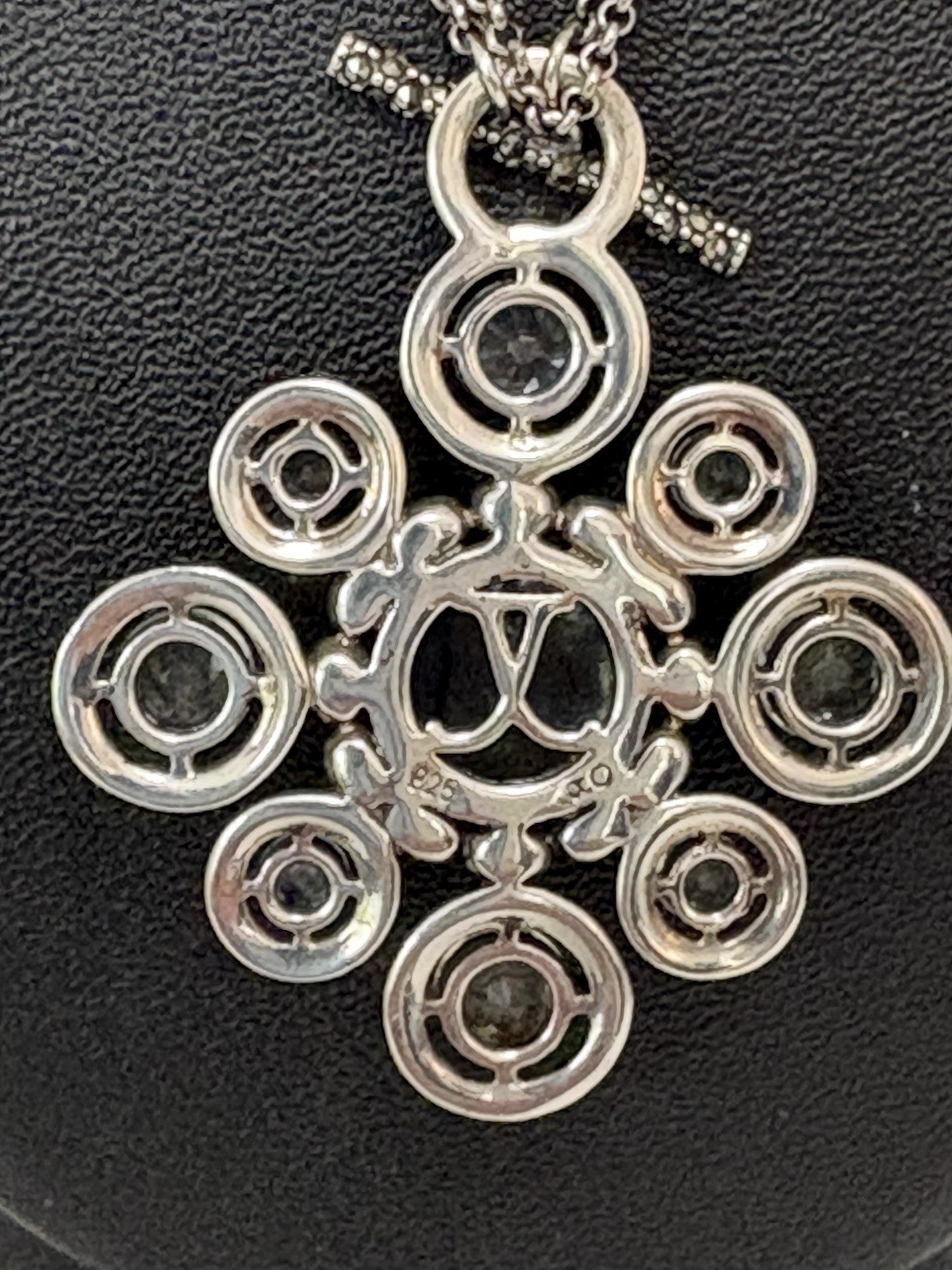 925 Sterling Silver Abalone Multi Stone Toggle Necklace Convertible Up to 20”