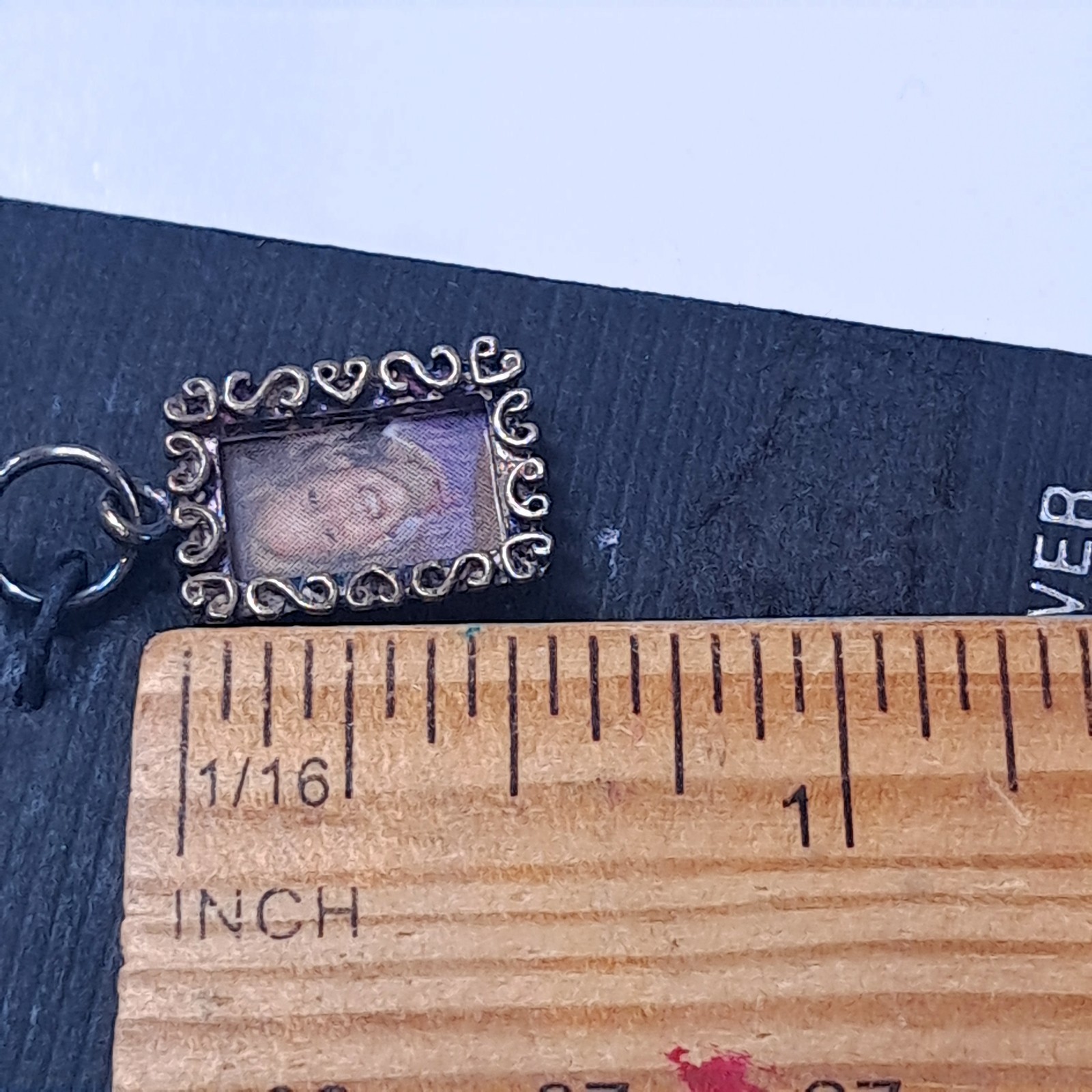 Sterling silver picture charm photo frame ornate hearts filigree jewelry READ
