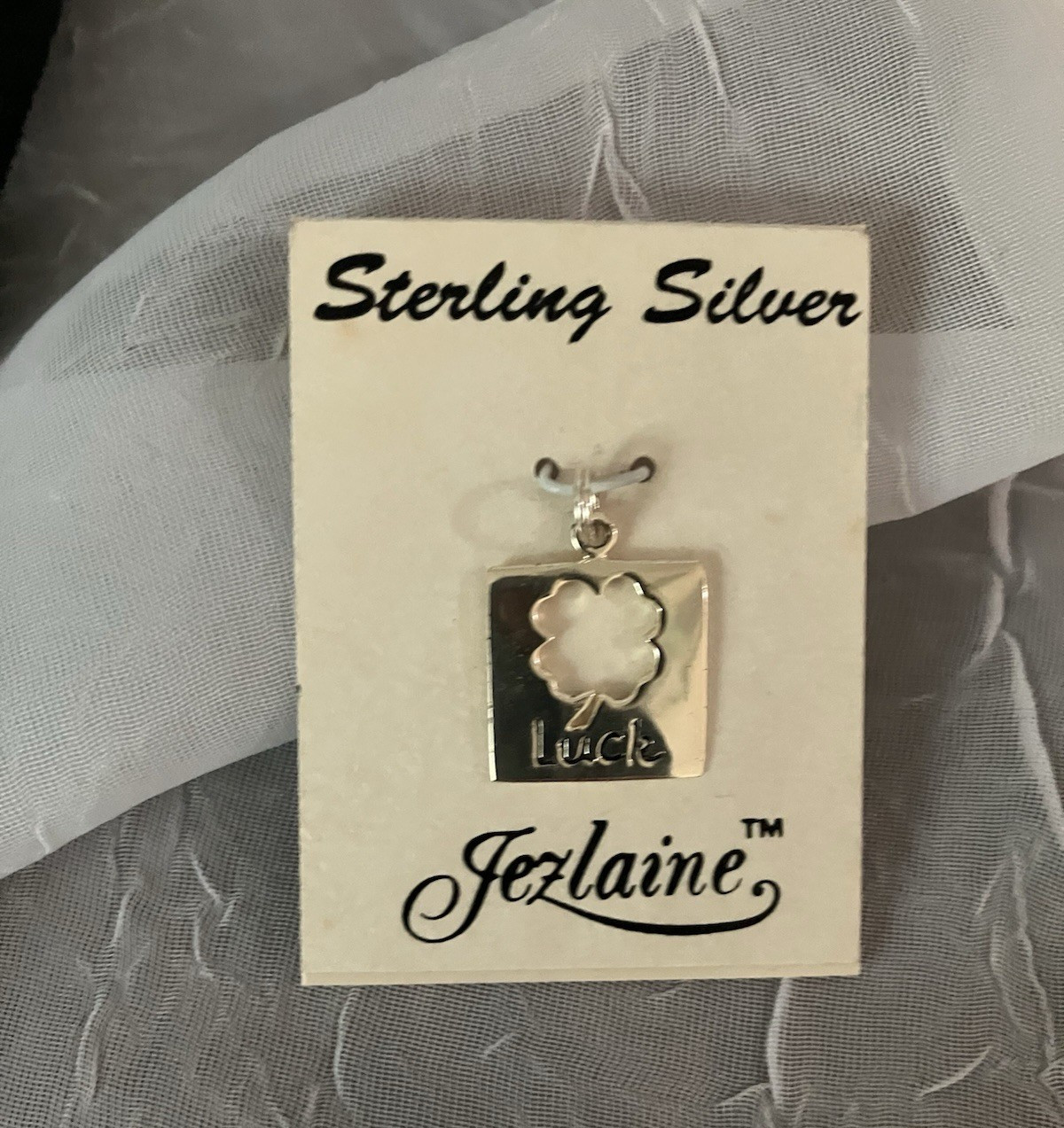 Sterling Silver Thai 925 LUCK 4 Leaf Clover Charm/Pendant Jezlaine NEW 5/8″