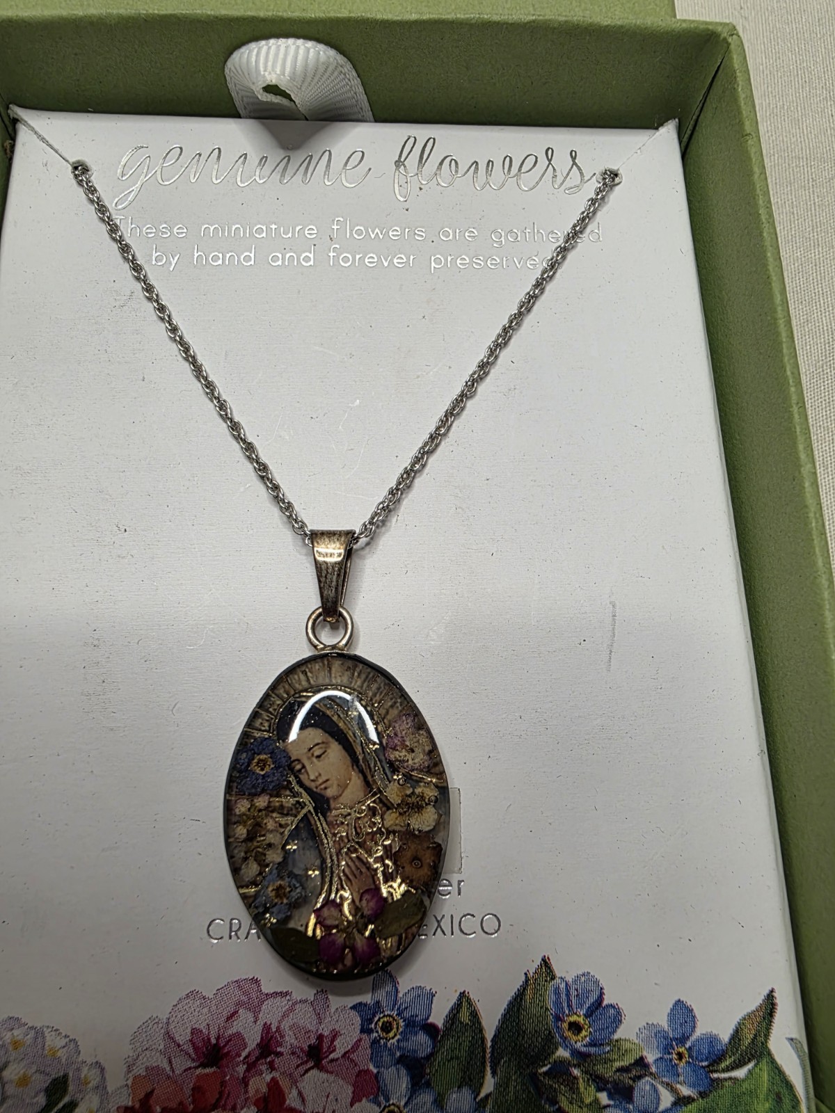 Seed & Sage Sterling Silver Mary Real Flower Necklace Original Box Never Worn