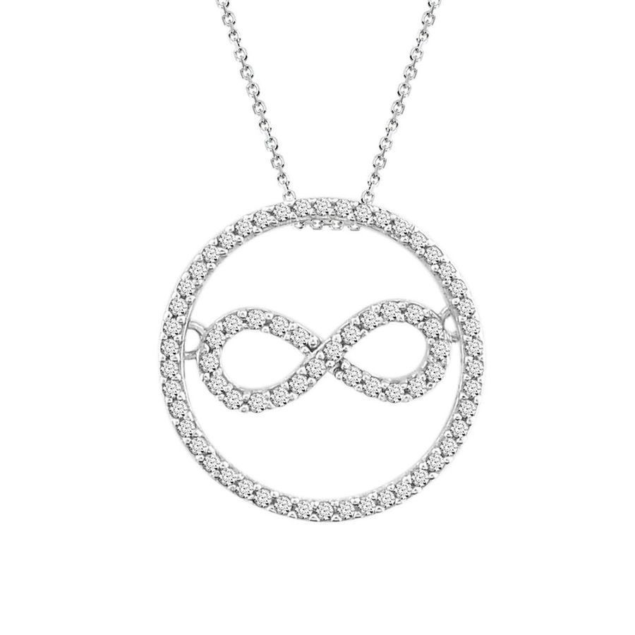 Ladies Pendant 0.25ct Diamond 10k White Gold Pendants Charms Infinity Circle