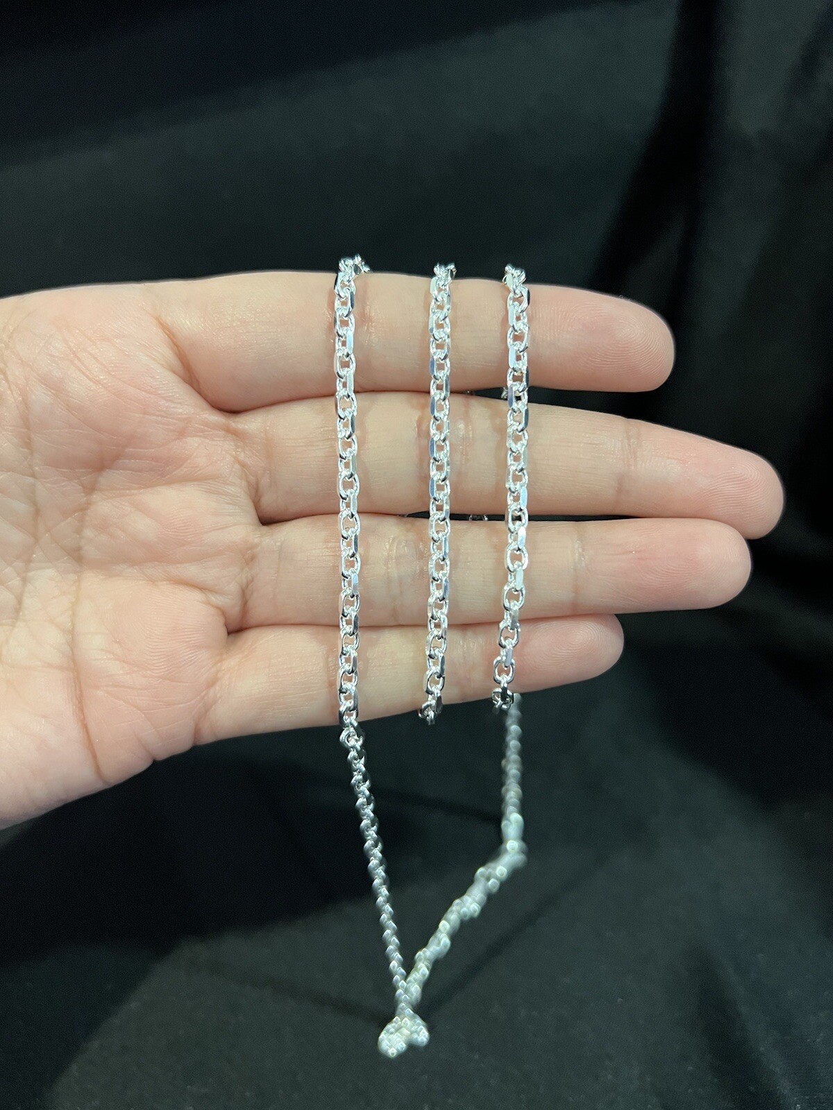 925 Sterling Silver Womens Men Unique Anchor Forz Oval Paper Clip Link Chain 22″