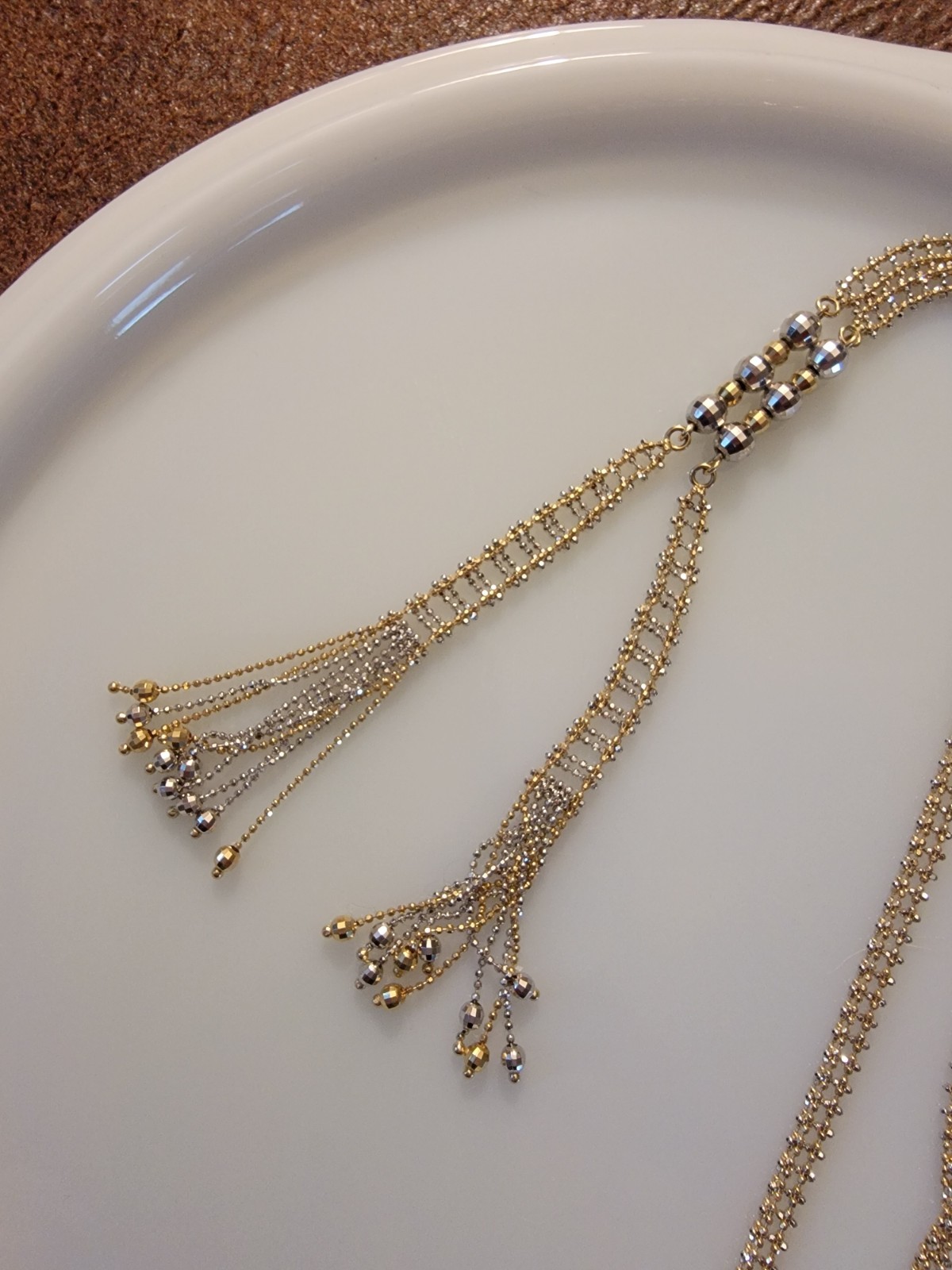 14k Yellow & White Gold Necklace, 17in, Indonesia, Tags, Half Original Cost
