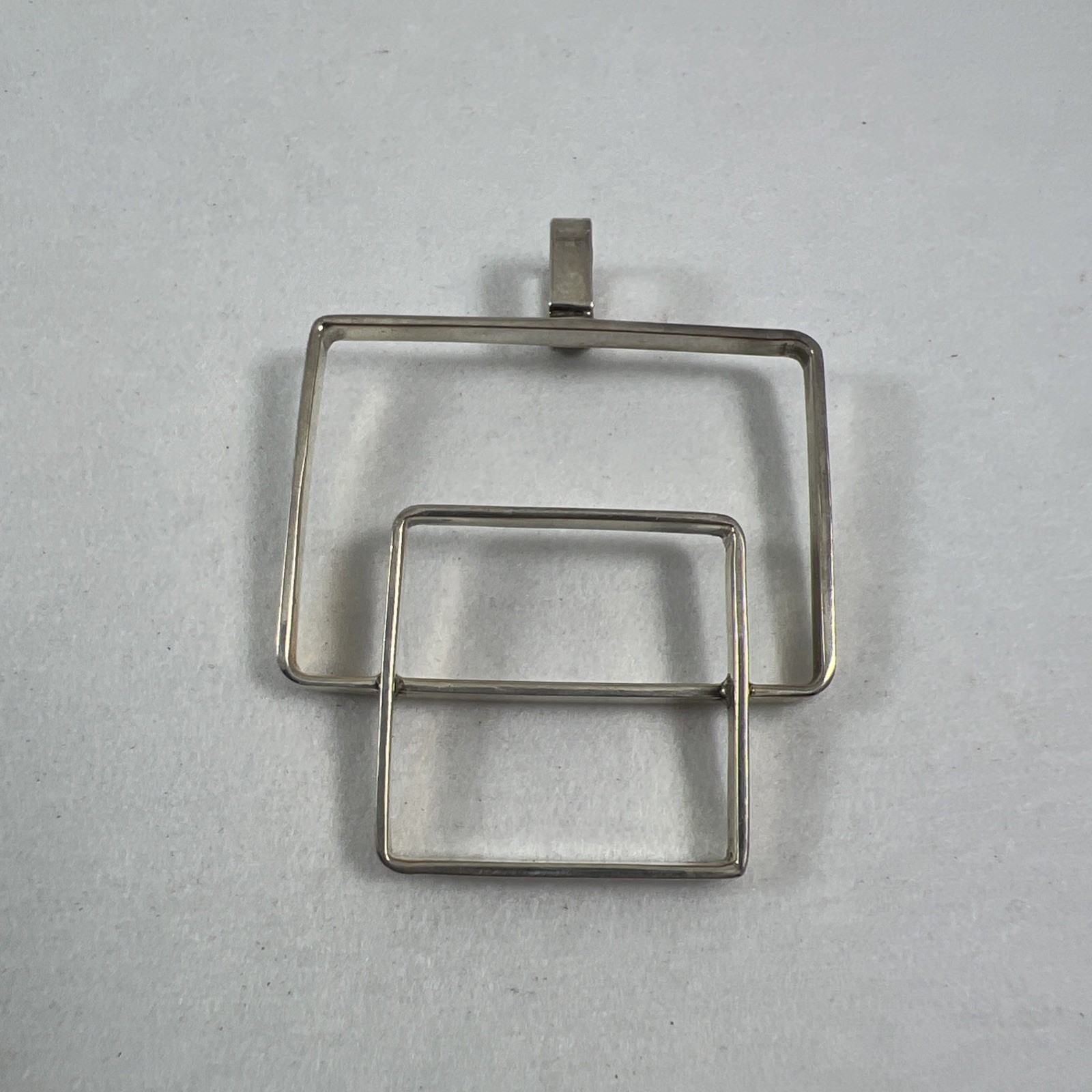 8 Gram Sterling Silver 925 Charm Pendant Square Rectangle Modernist Geometric