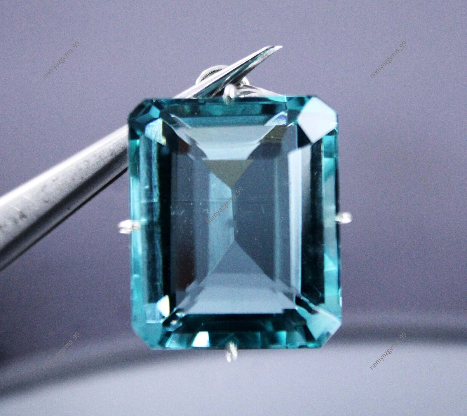 55.35 Ct Natural Aquamarine 925 Solid Silver Pendant Emerald Cut Gemstone