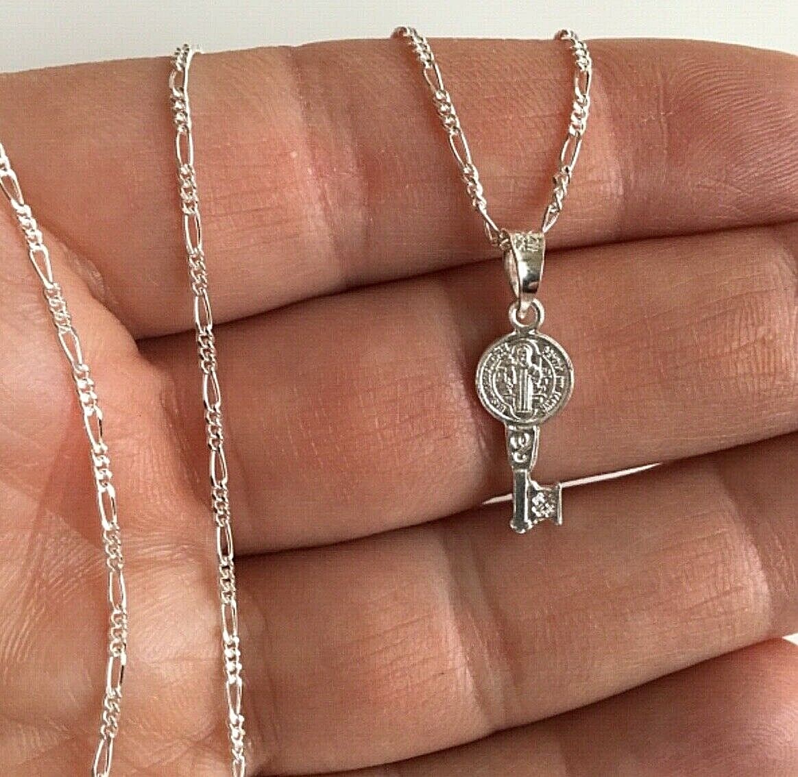 925 STERLING SILVER SAINT BENEDICT KEY 20″/CADENA DE SAN BENITO LLAVE-20″-22X8mm