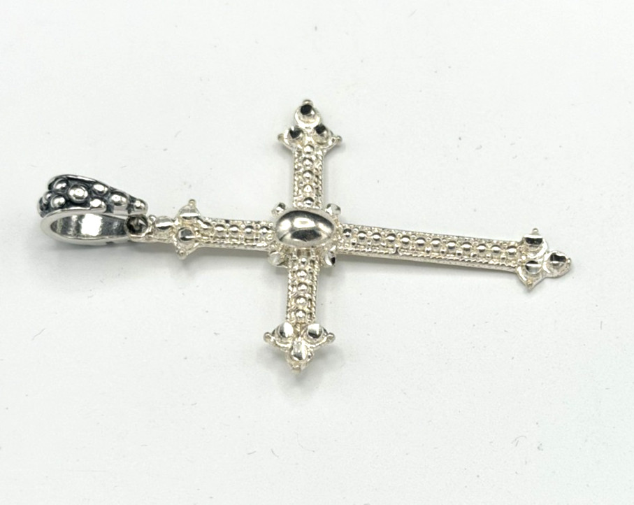 AGI Italy 925 Sterling Silver Large Cross Pendant Religious 2.5″ Gift Box 7.7g