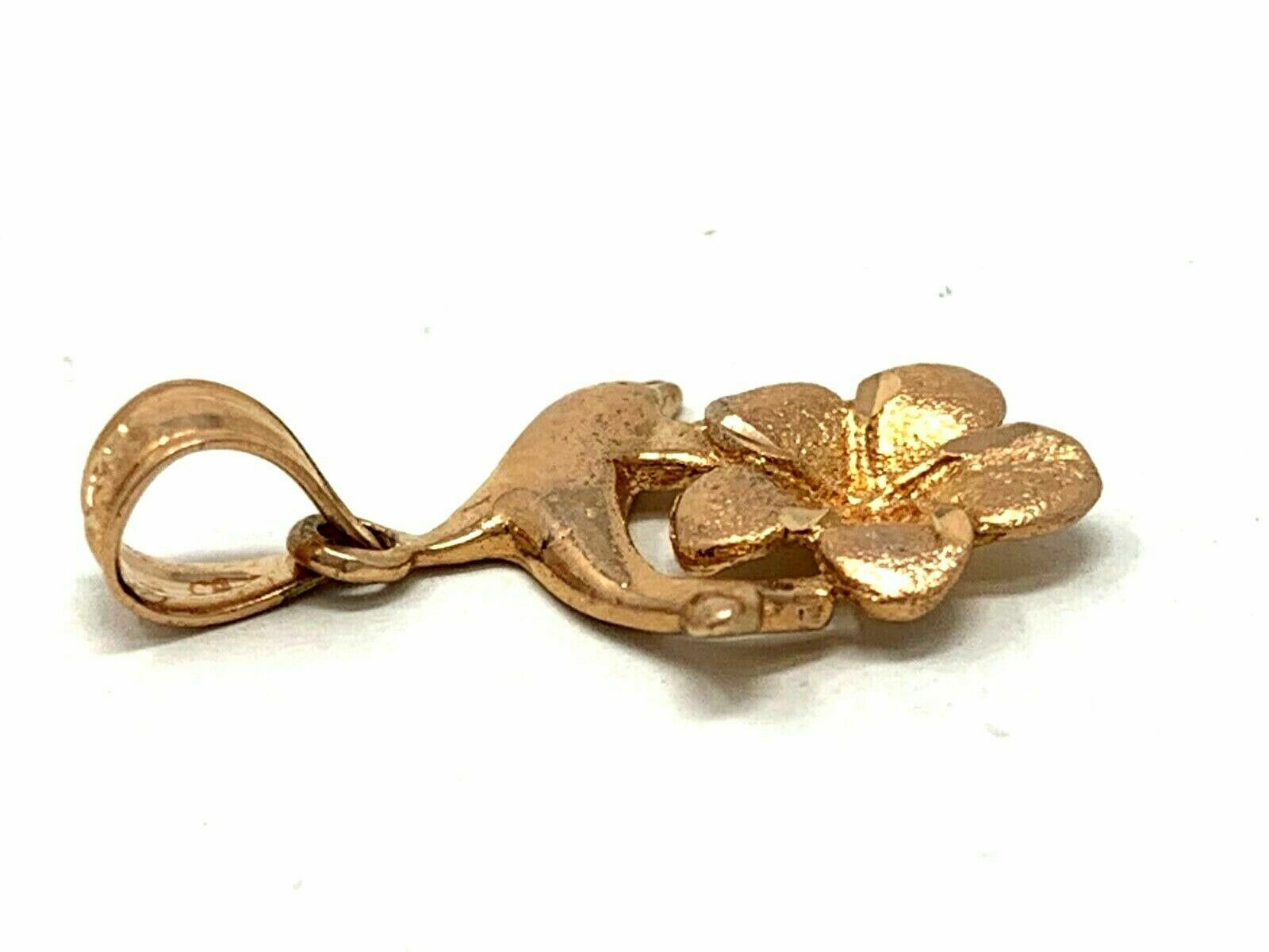 14k Rose Gold Dolphin Hawaiian Plumeria Flower Pendant 0.8 gram