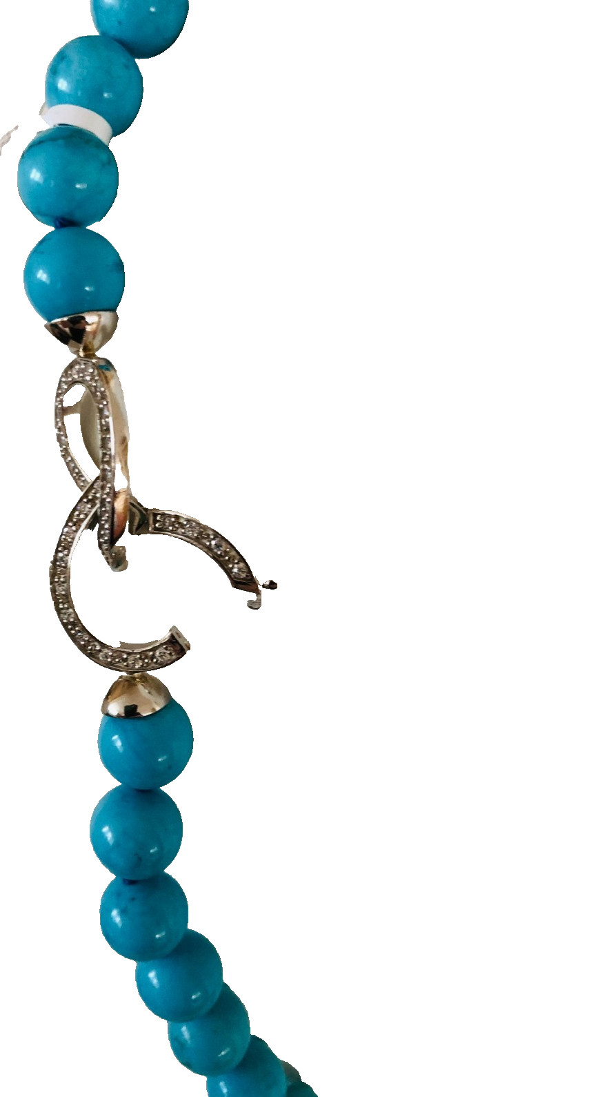 10-10.5MM TURQUOISE NECKLACE W/STERLING SILVER CLASP & PAVE CZ