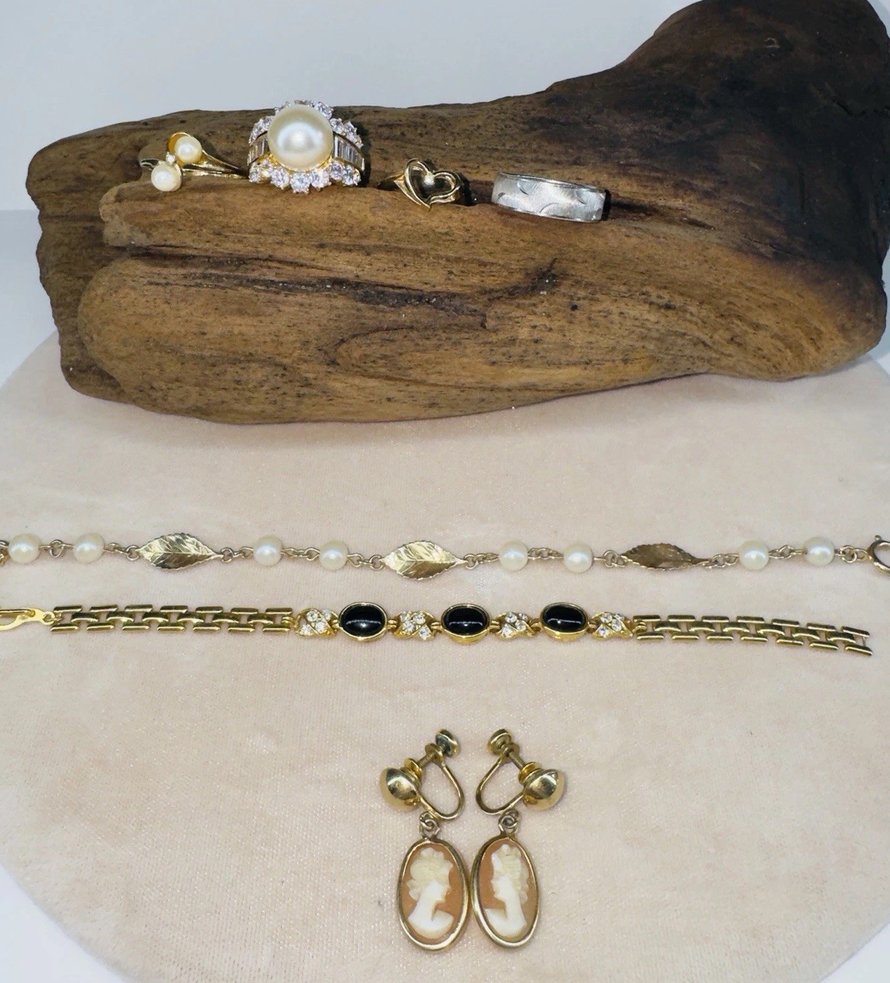 Estate Jewelry Lot 12k and 18k Gold Filled Plated Lot 1/20 Rings Bracelets Ear