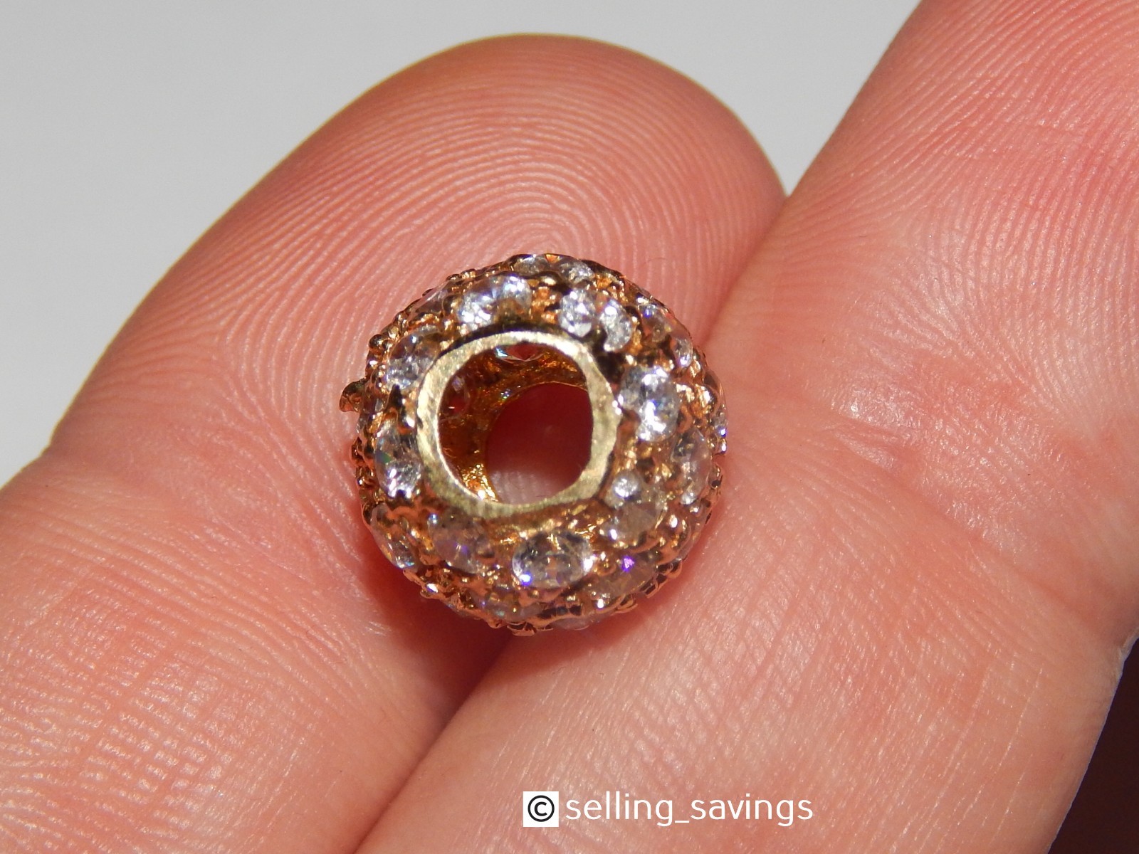 14K YELLOW GOLD CZ DIAMOND GEMSTONE 1/2 INCH DIAMETER BEAD BALL PENDANT