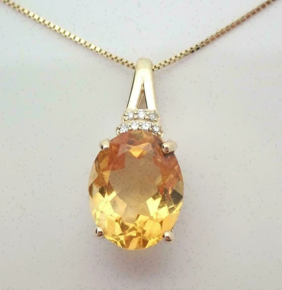 2.70Ct Oval Simulated Yellow Citrine Pendant 14K Yellow Gold Finish Free Chain