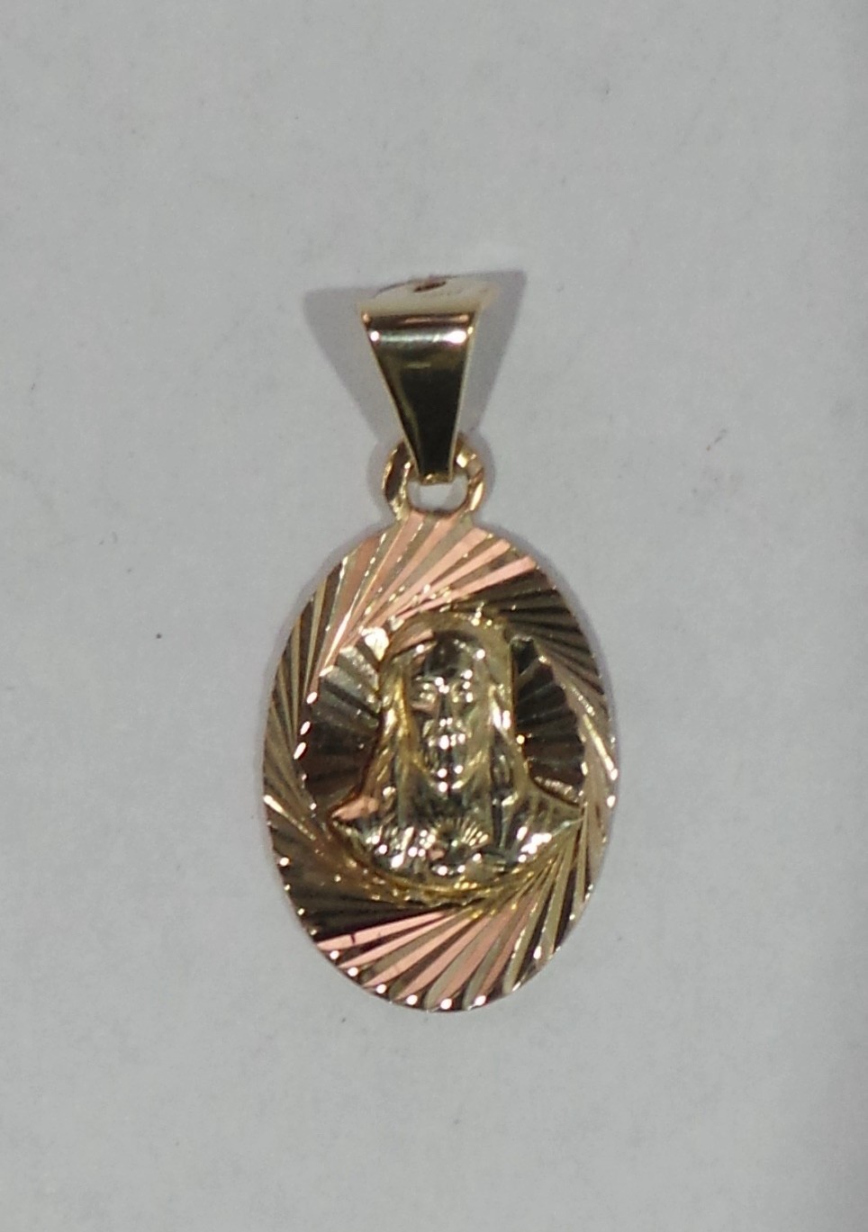 14k Yellow Gold Oval Religious Jesus Head Face Pendant 1.53 Grams 25x12mm