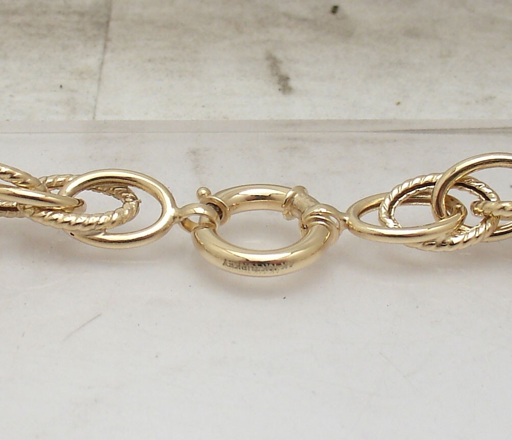 Graduated Textured Shiny Multi Oval Link Chain Necklace Real 10K Yellow Gold