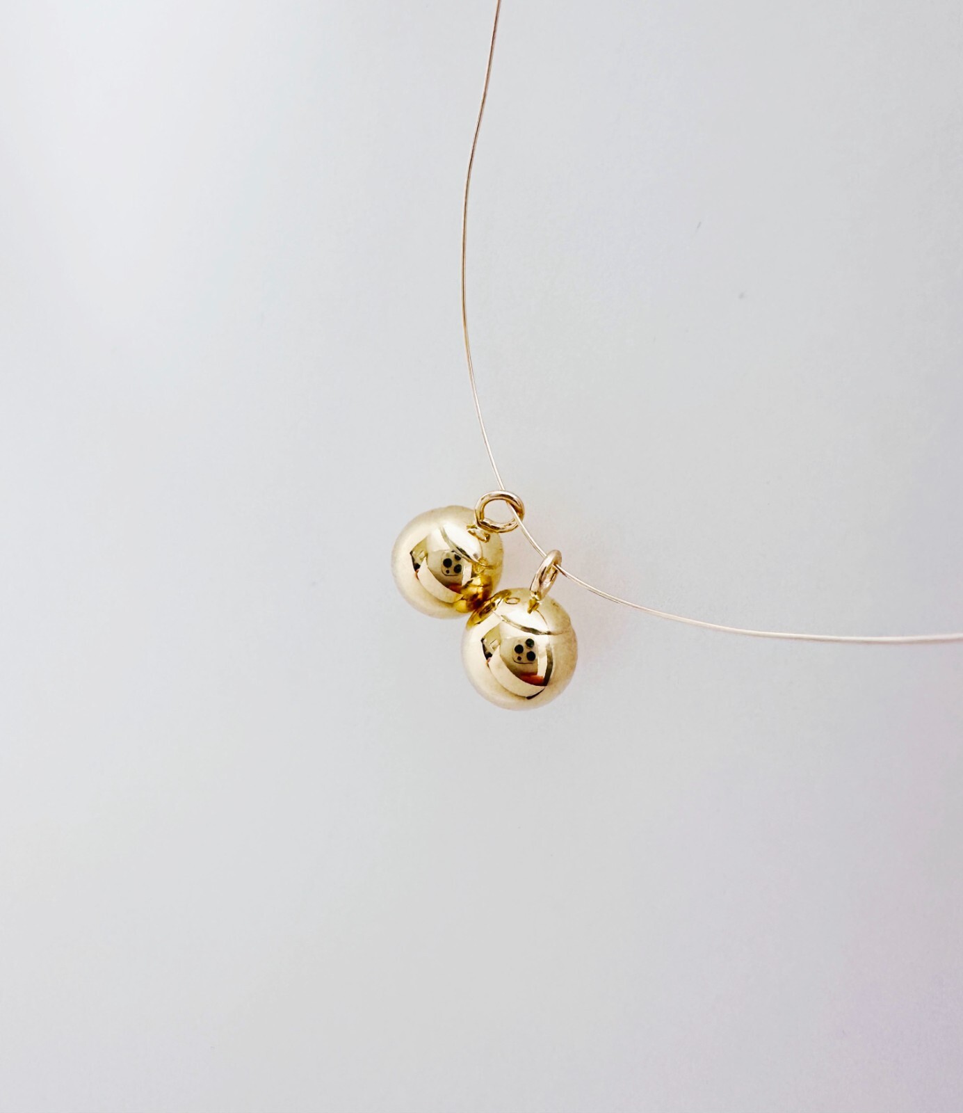 SET of 2 – 14K Solid Yellow Gold 6mm Ball Bead Mini Charms Drop Dangles 6×8.6mm