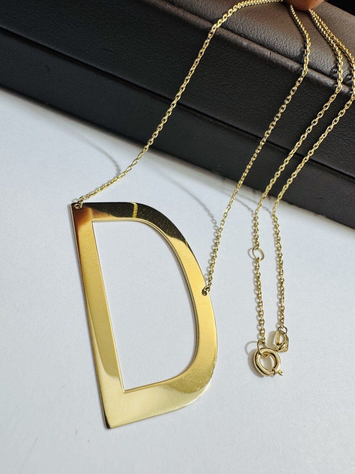 RARE 18K 750 Gold Letter D initial Necklace 16.5/17.5” Long 1mm 4.4g