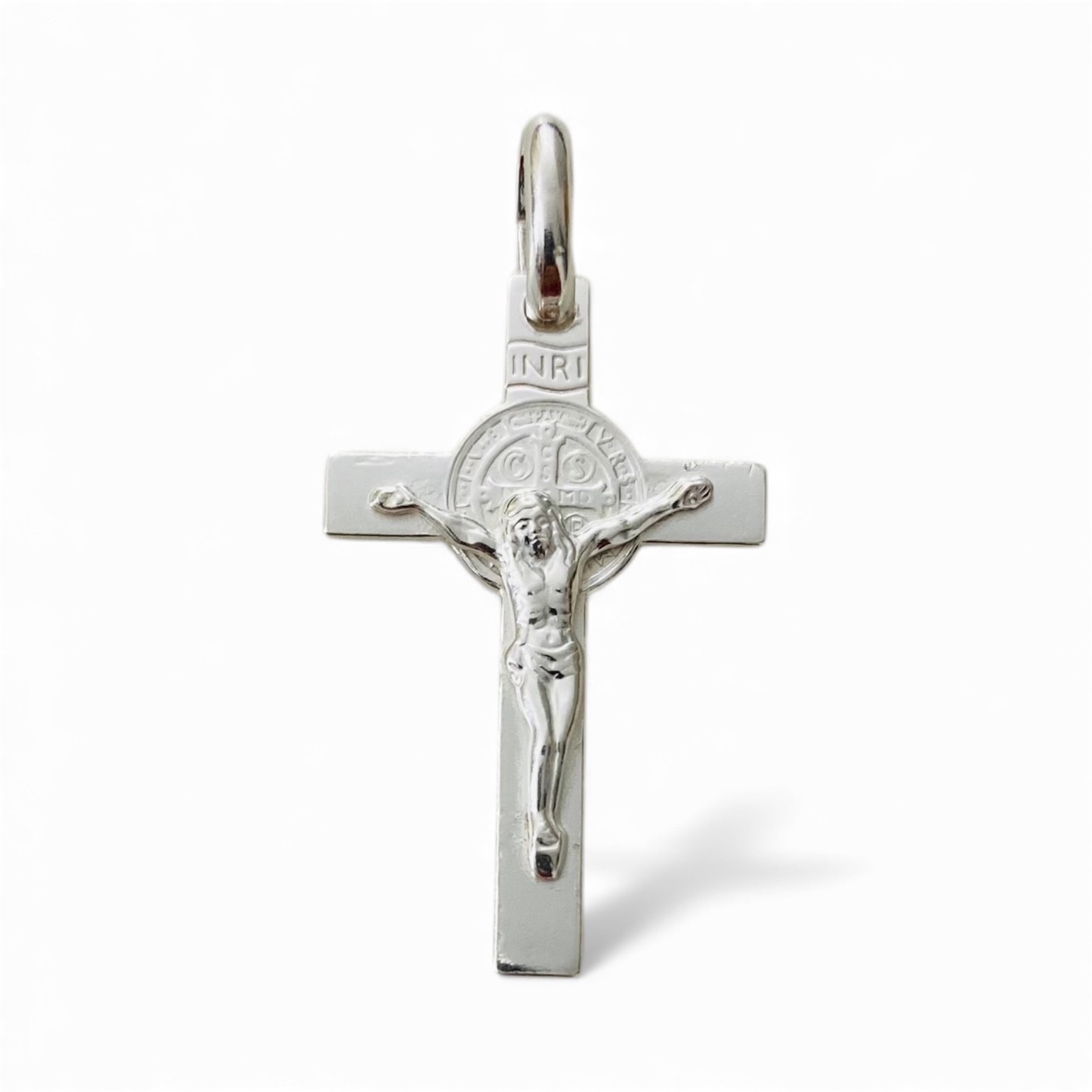 Solid 925 Sterling Silver Saint Benedict Cross Pendant San Benito Necklace-ESP40