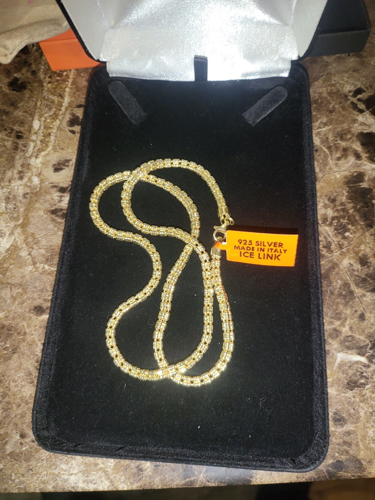 14k Gold Over Sterling Silver 925 4 Barrel Ice Link Chain 22 Inches 3.9mm 25grms
