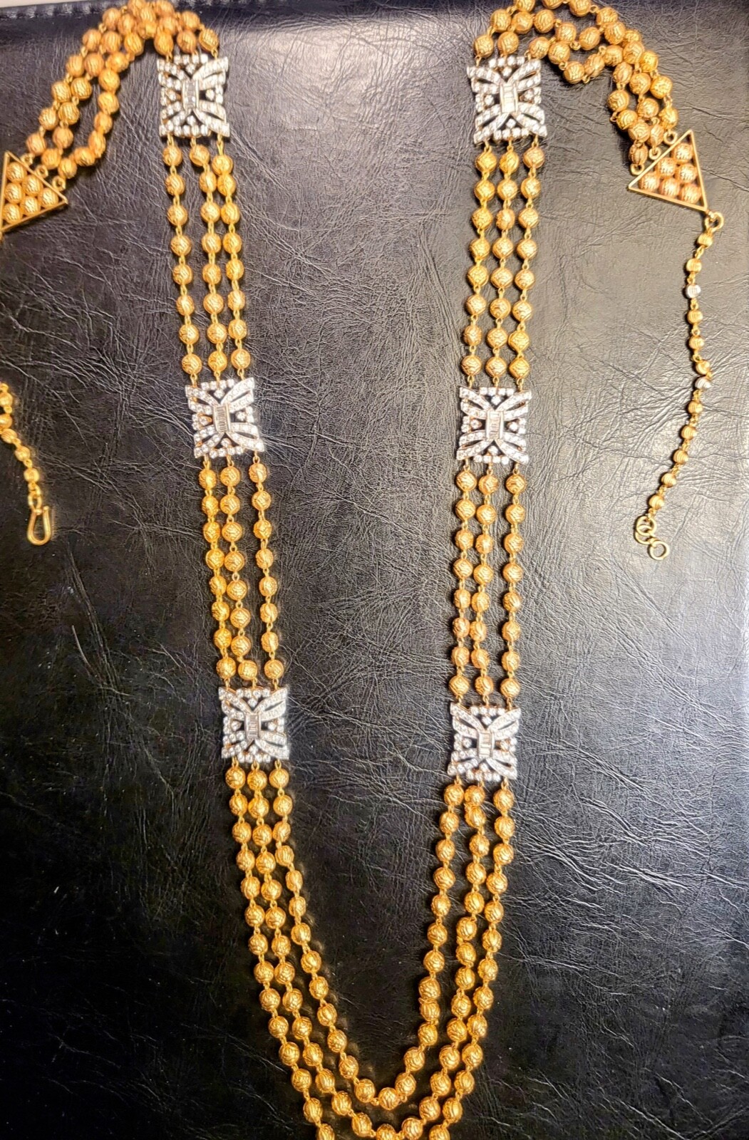 18K Gold Multi-strand Diamond Necklace/Diamonds 3.84 Carats/Weight 96.4 grams