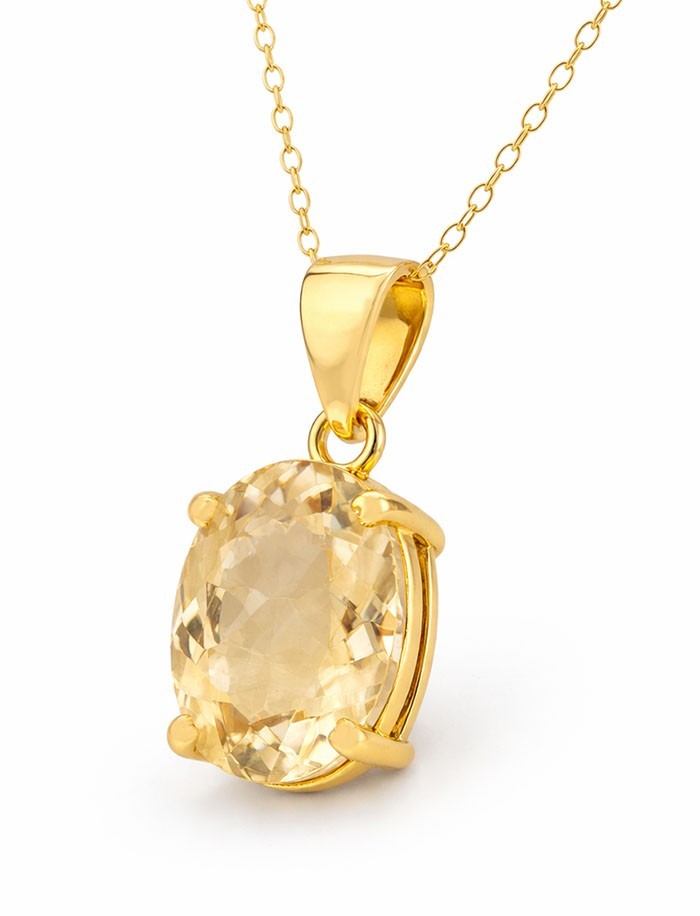 GENUINE 5.12 Cts YELLOW TOPAZ PENDANT NECKLACE 14K YELLOW GOLD PLATED (.925)-NWT