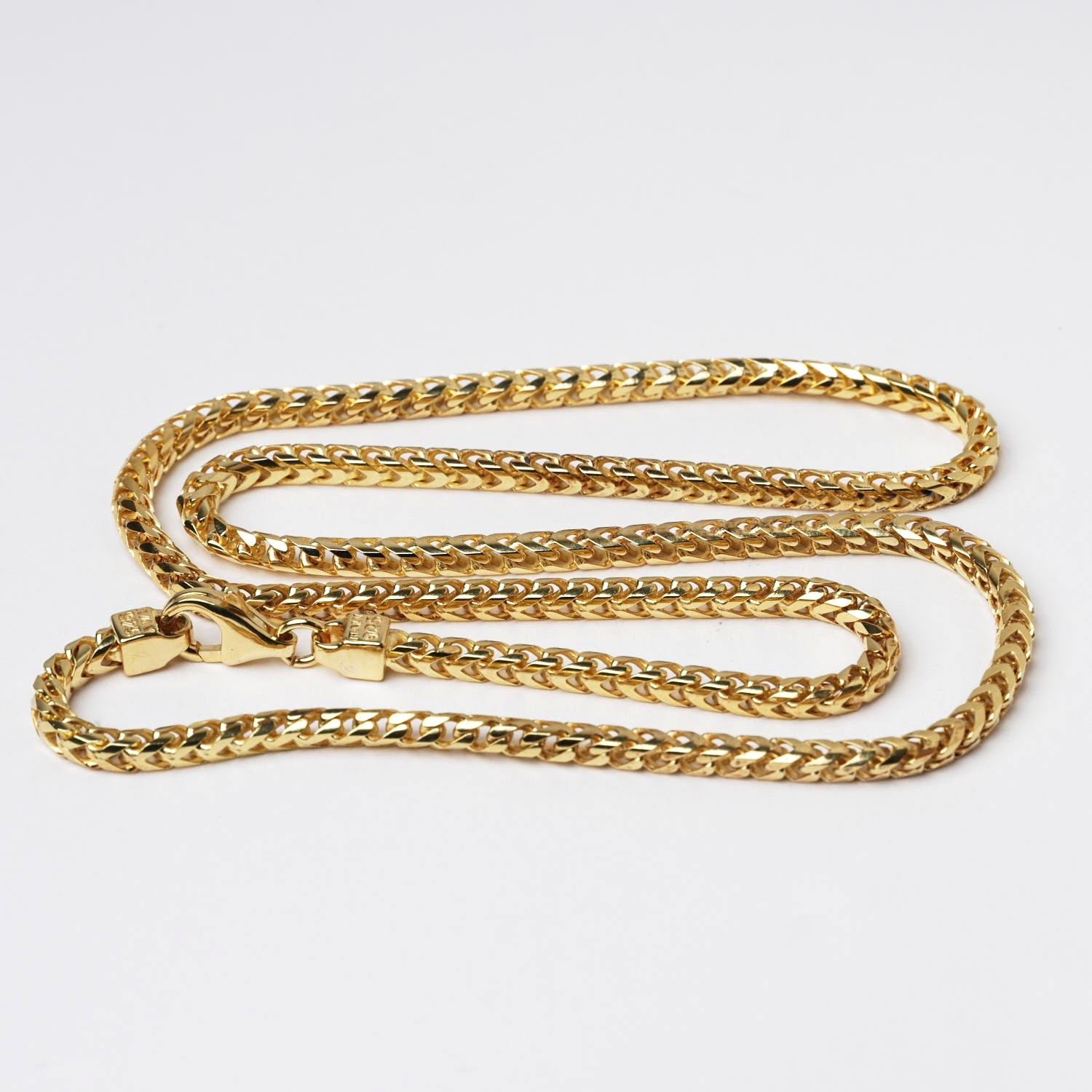 18k Gold Vermeil Solid Silver Franco Wheat Link Chain Necklace 52cm 20.5″ ITALY