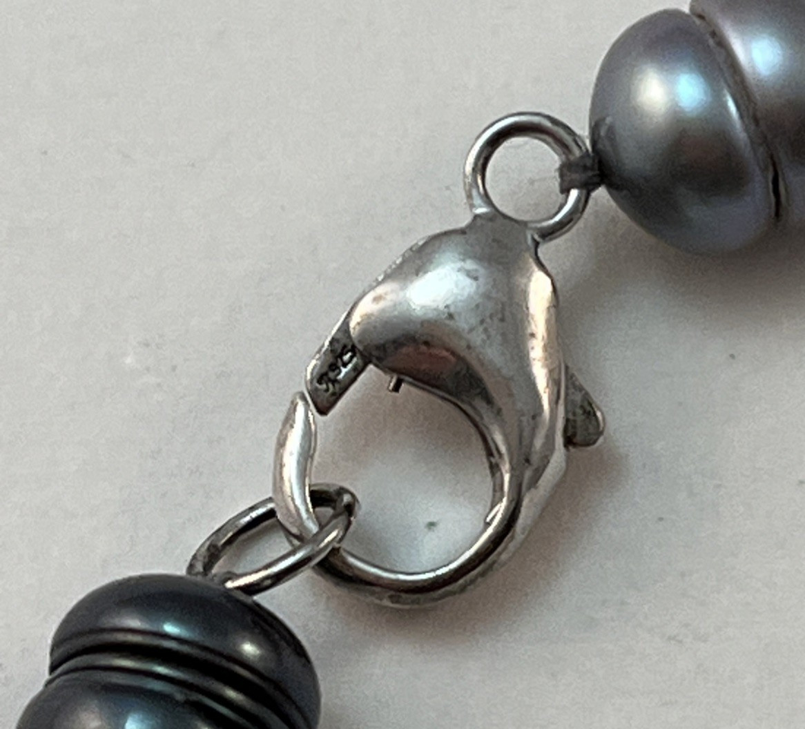 HONORA 925 Sterling Silver Gray and White Freshwater Pearl Necklace 20″