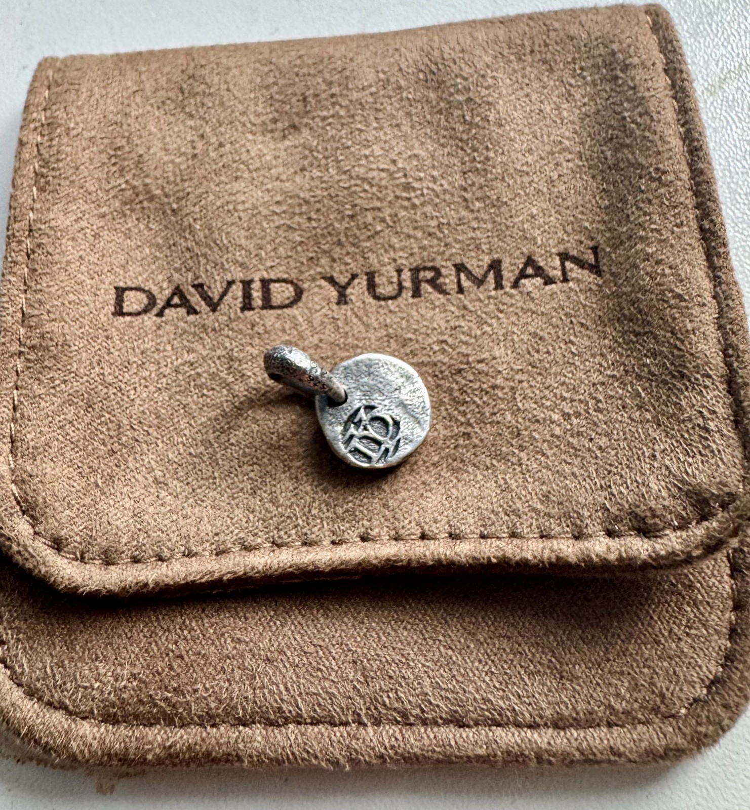 David Yurman Shipwreck Coin Amulet Sterling Silver 10.5mm Pendant Authentic
