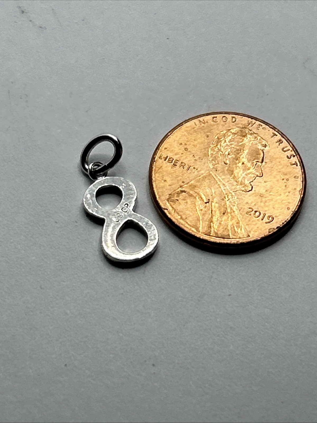 New Sterling Silver Number 8 Charm Pendant, 925
