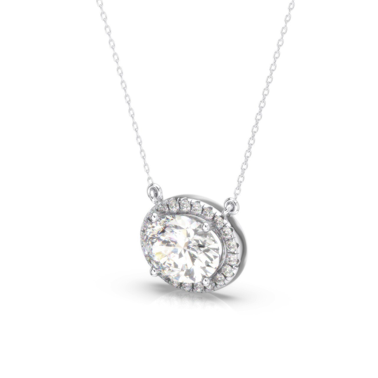 IGI Diamond Pendant VVS1 D Oval 1.15 Ct Lab-created 14k White Gold Eye Clean