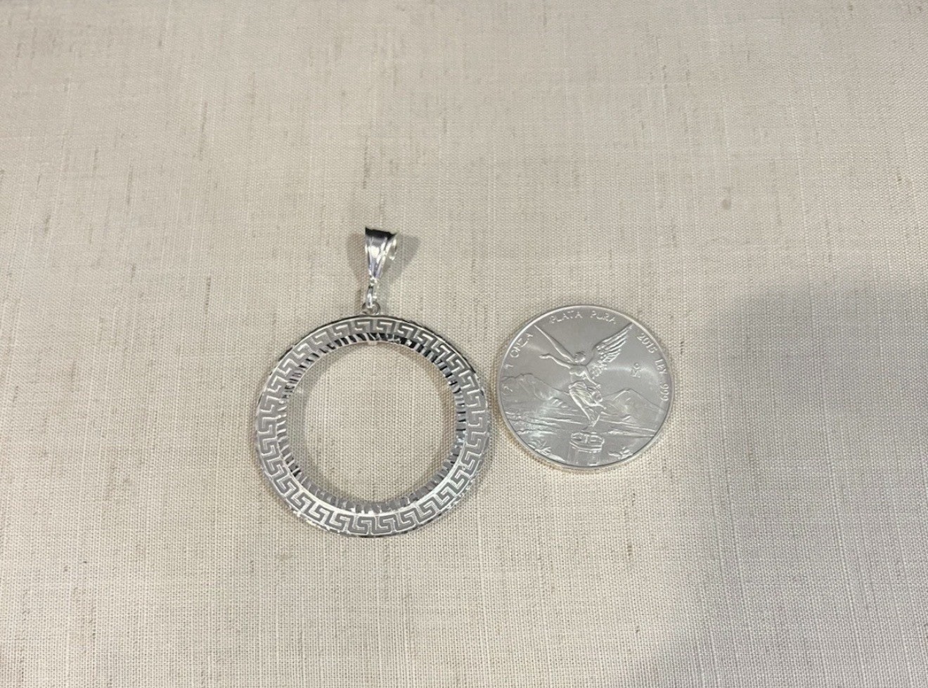 925 STERLING SILVER BEZEL Greek Diamond Cut Pendant Does NOT Include CENTENARIO