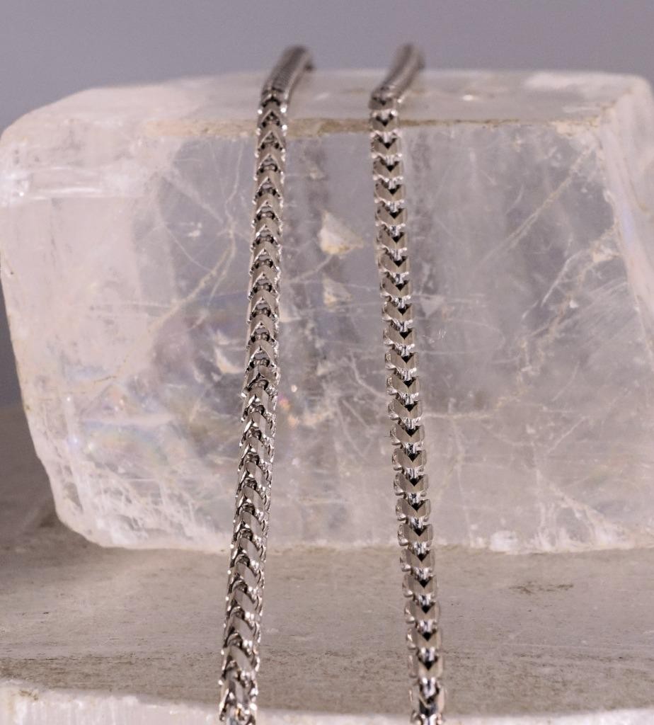 10K White Gold Franco Link Chain 2 mm Width 11.1 Grams 22″