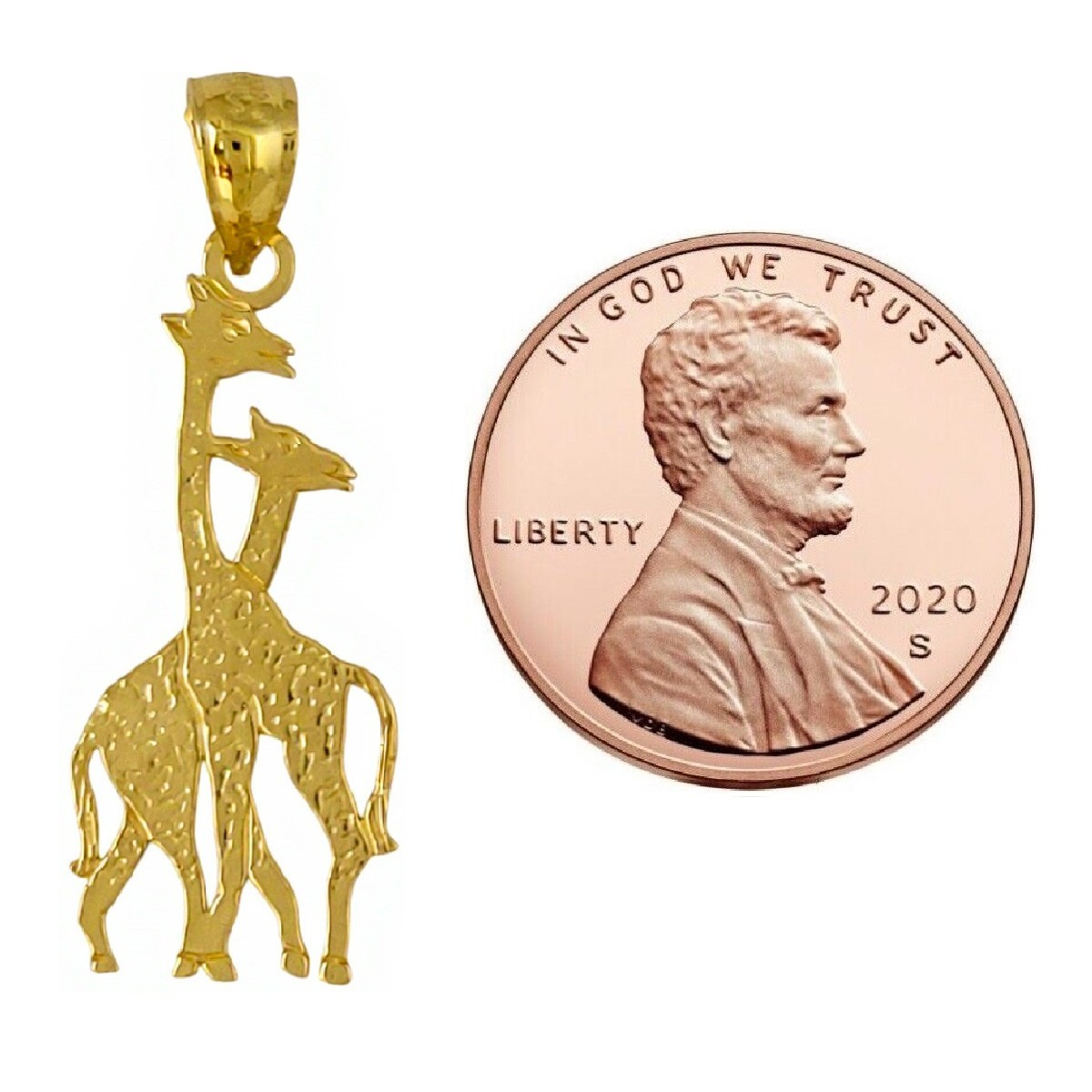 14k Yellow Gold Giraffe Pendant / Charm, Made in USA
