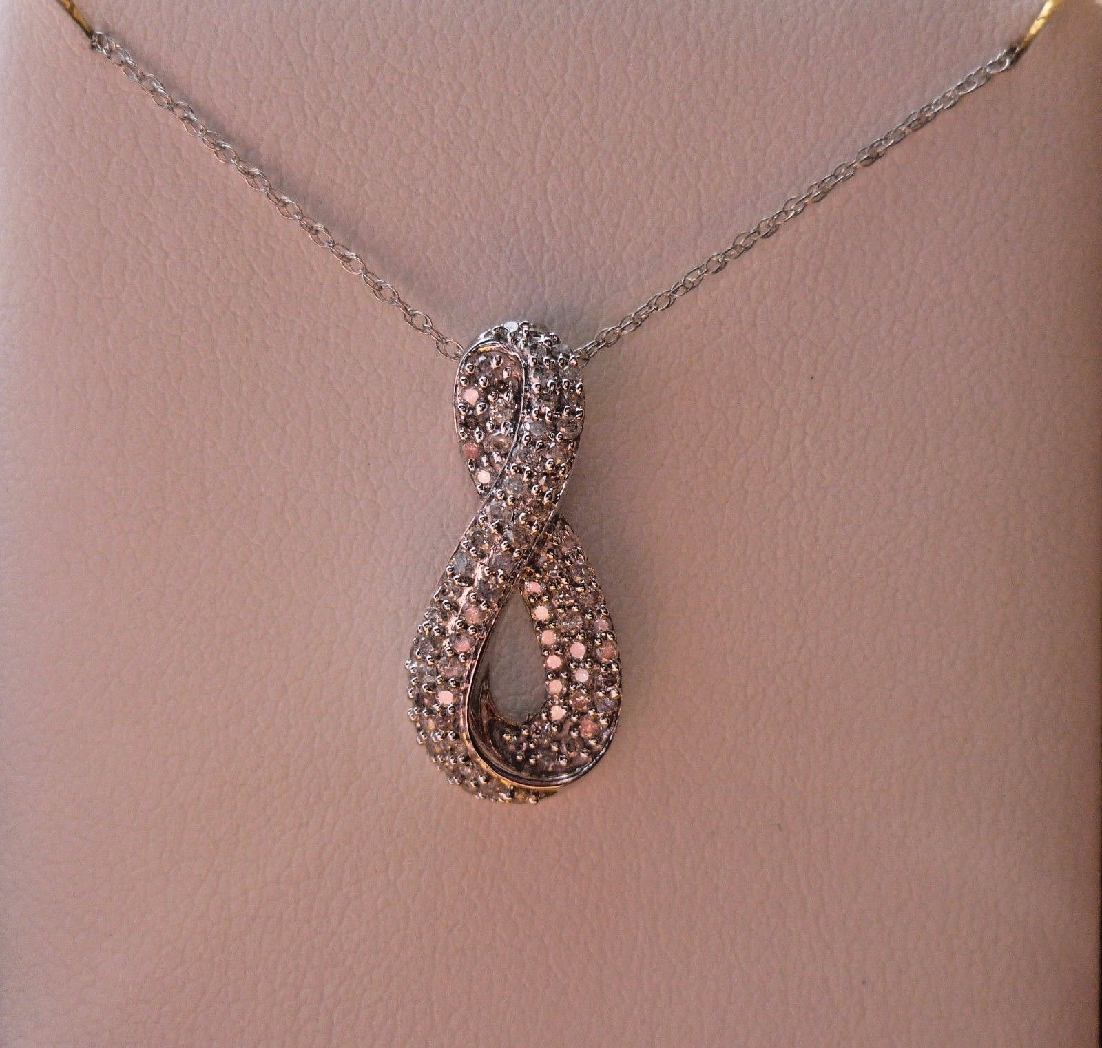 1/2ct White Diamond Journey Infinity Pendant Necklace 10K Gold 18″ Chain