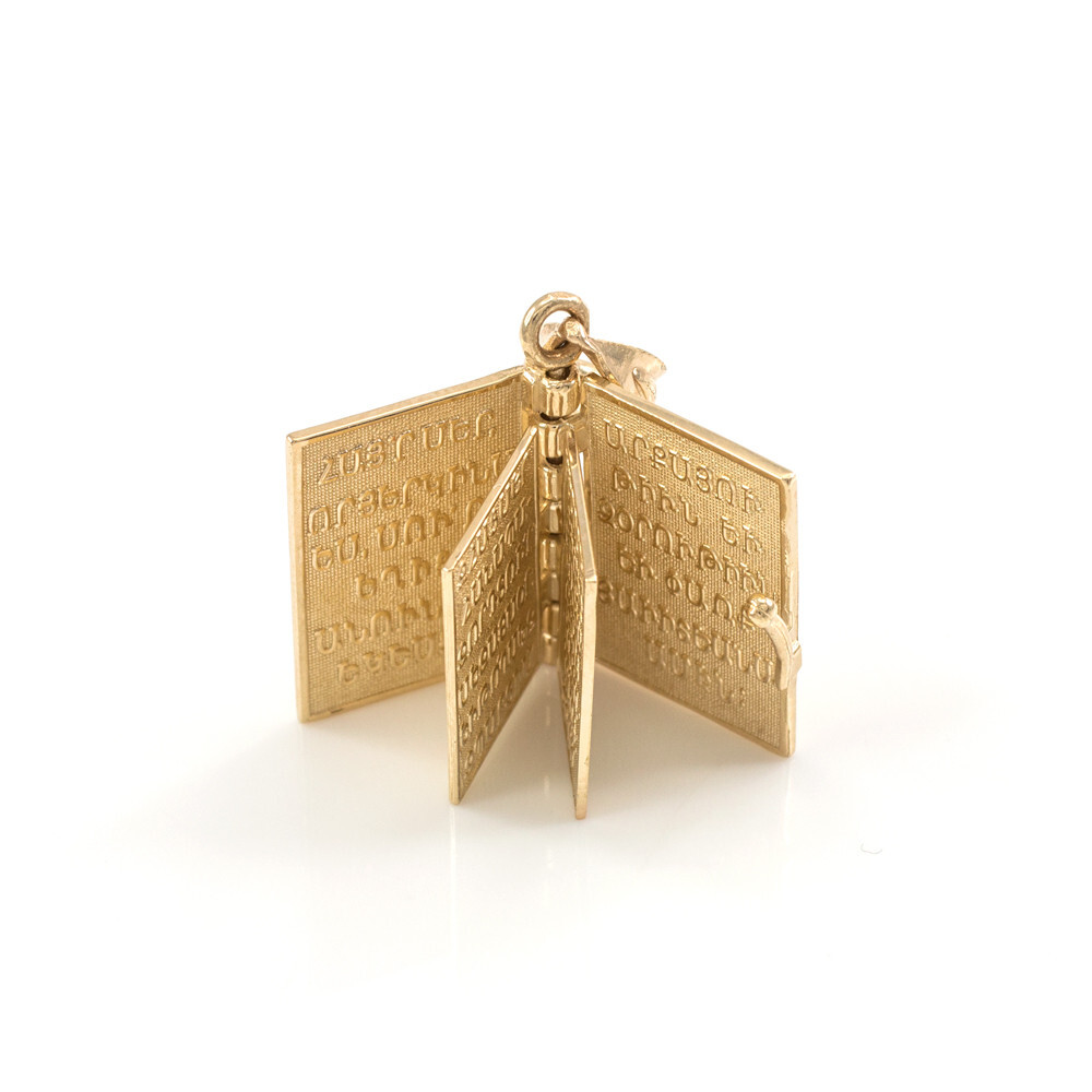 Gold 3D Armenian Bible Pendant Necklace(Available In Yellow/Rose/White Gold)