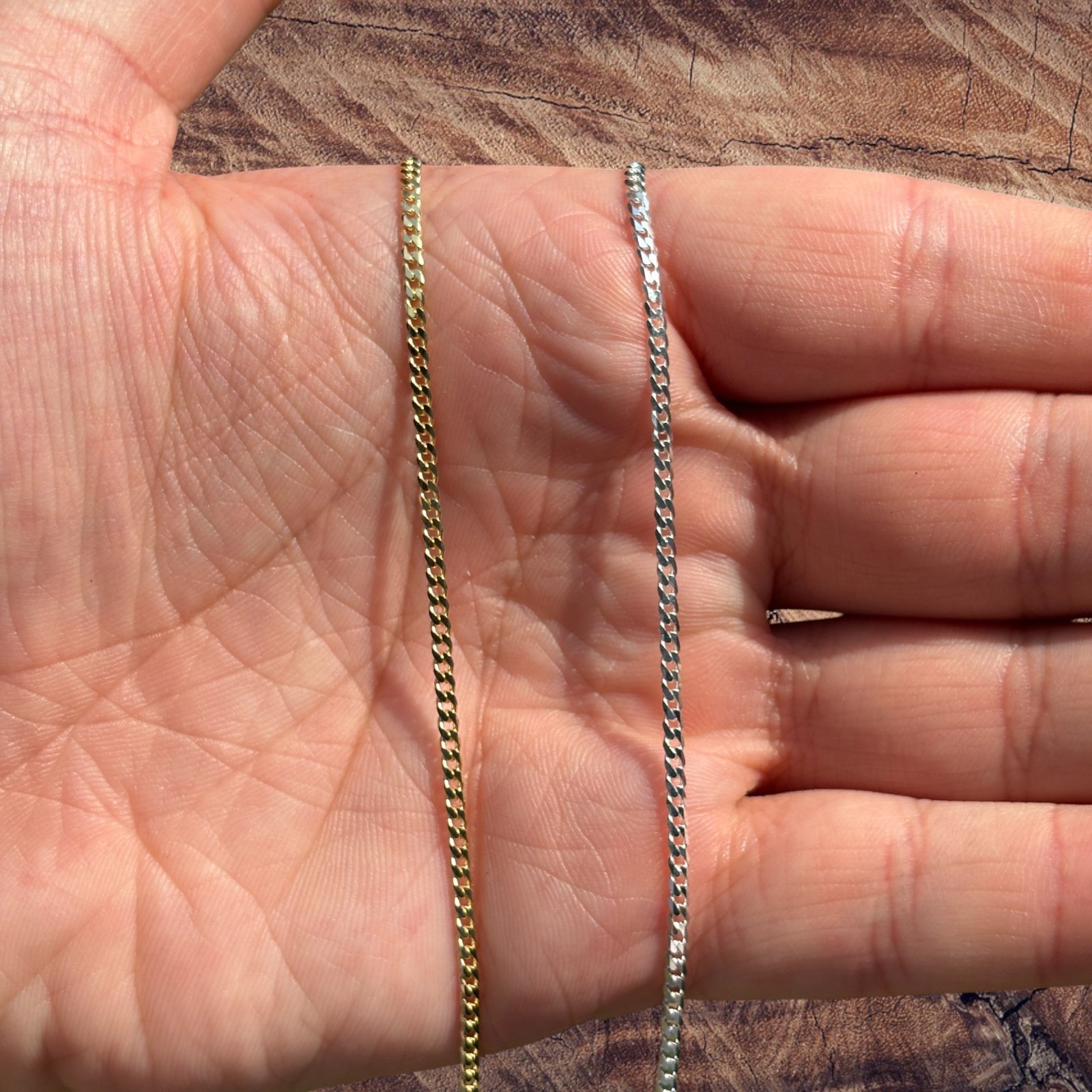 2mm Curb Link Chain – Real Solid 925 Sterling Silver Or 14k Gold Vermeil ITALY