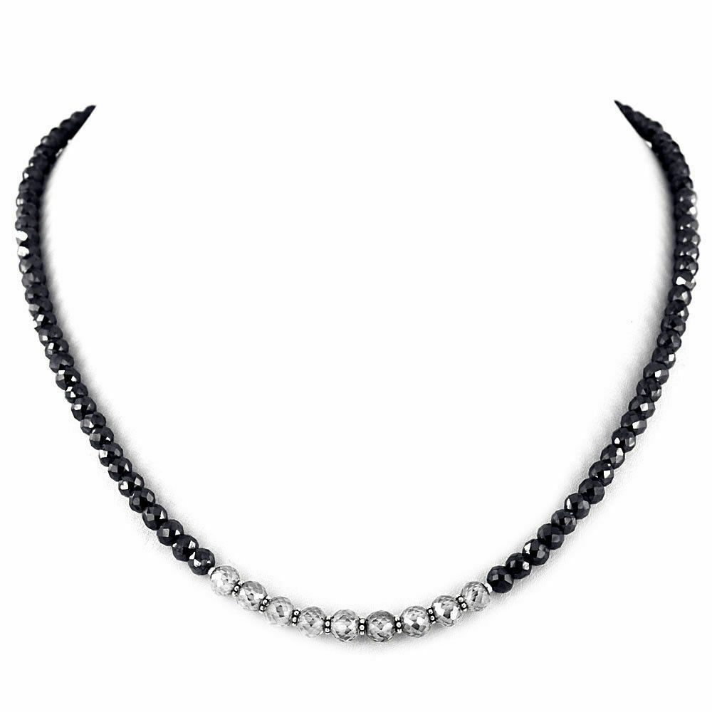 4 mm Round Black And 5 mm White Diamond 18″ Necklace AAA Quality Certified