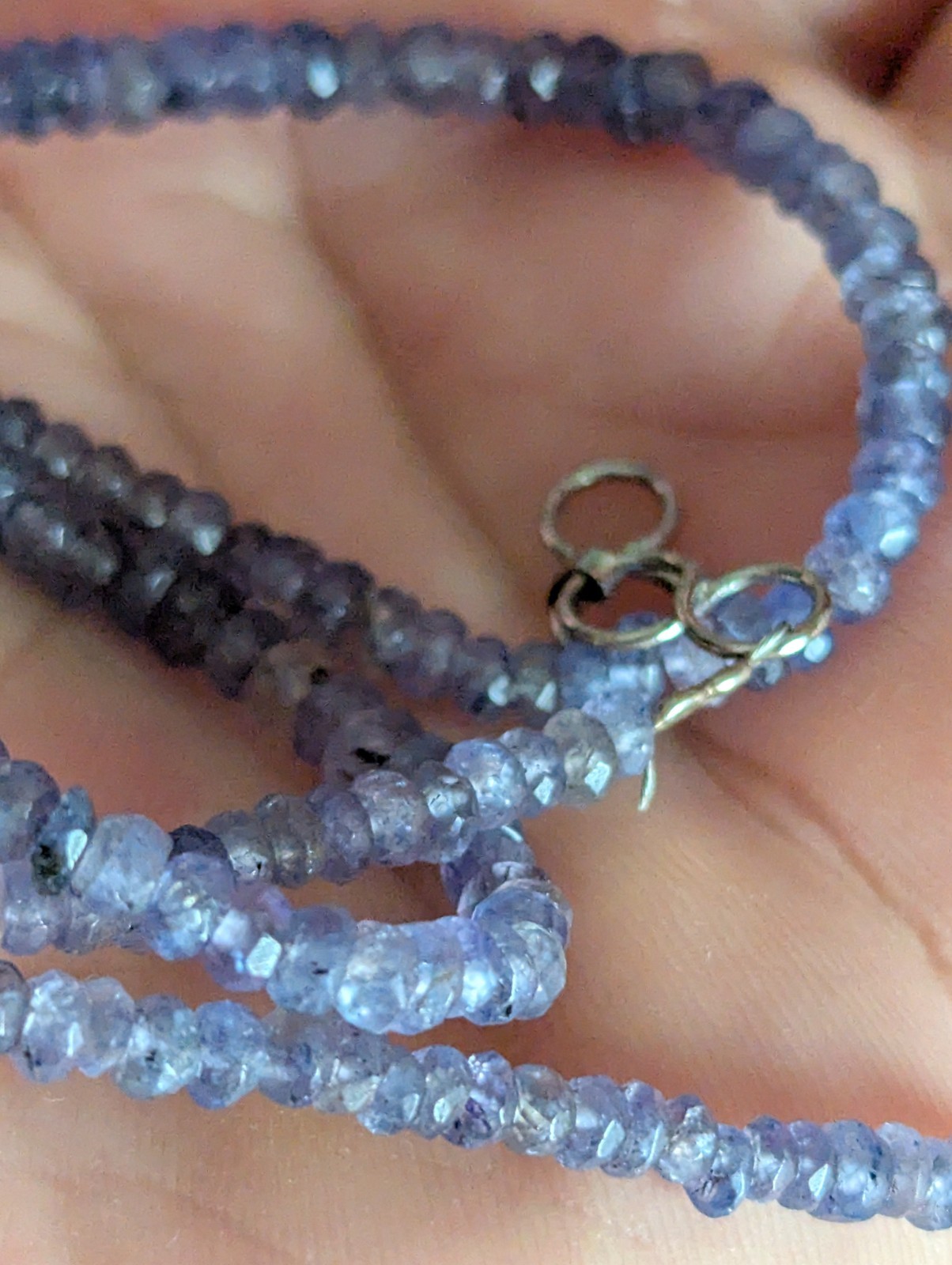 light blue Tanzanite Necklace (broken/impartial metal end) 18.26 in