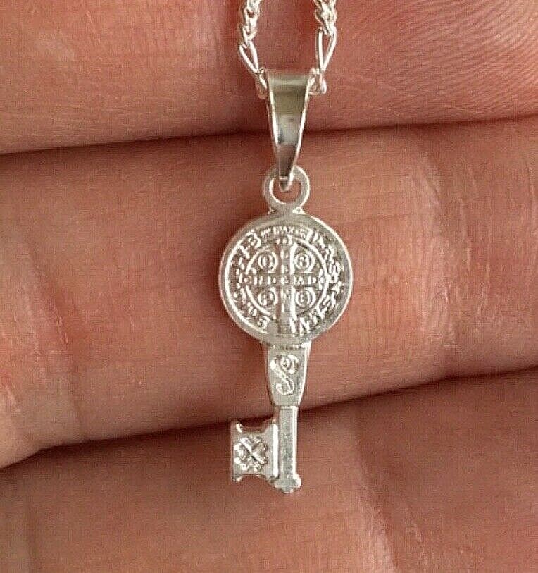 925 STERLING SILVER SAINT BENEDICT KEY 20″/CADENA DE SAN BENITO LLAVE-20″-22X8mm