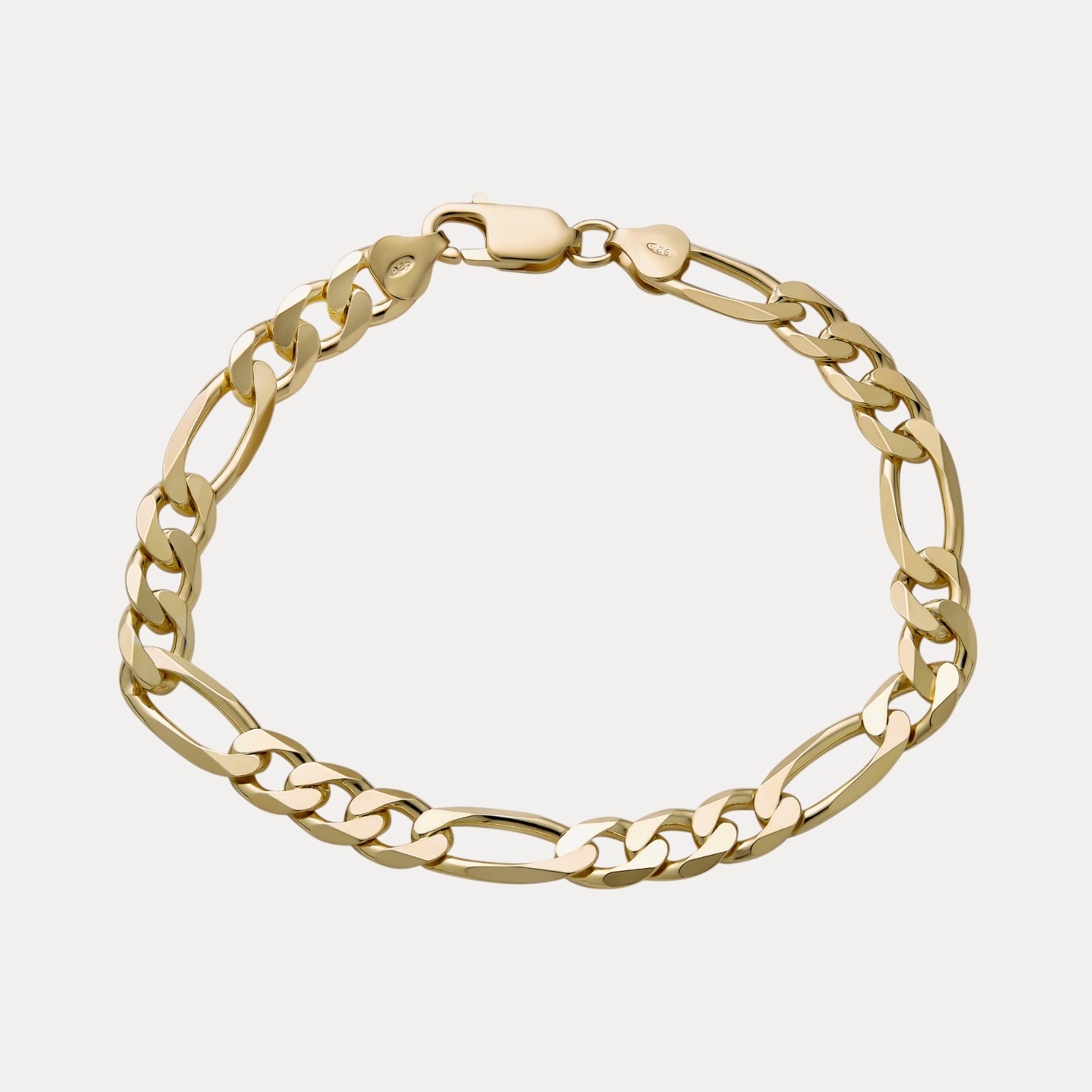 8mm Figaro Bracelet Link – Real Solid 925 Sterling Silver Or 14k Gold Vermeil