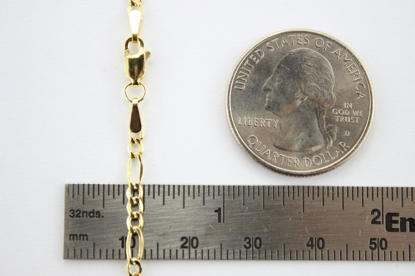 Authentic 14K Yellow Gold Hollow Figaro Chain Necklace 1.9mm-7.5mm 16″~30″