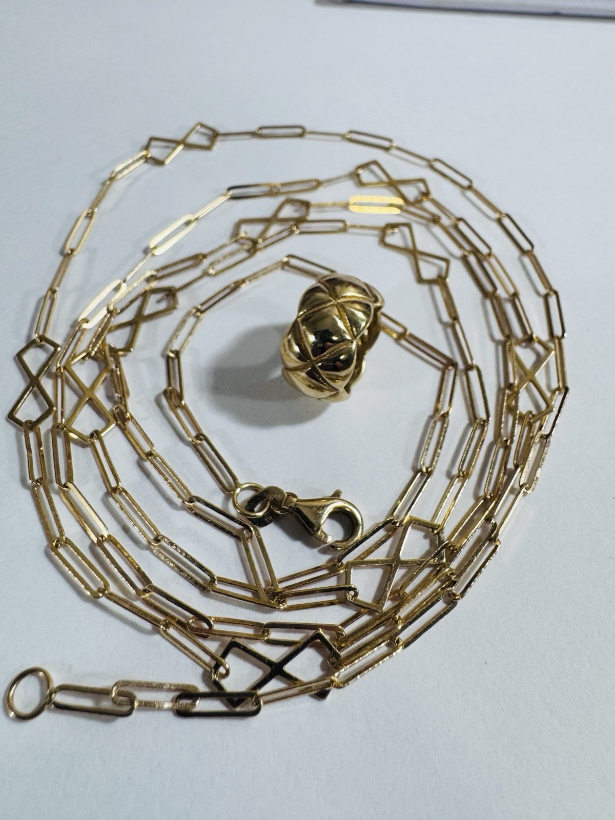 18K Fine Gold Quilted Set Necklace 31” Long adjustable 3/5mm WOMENS 6.6G