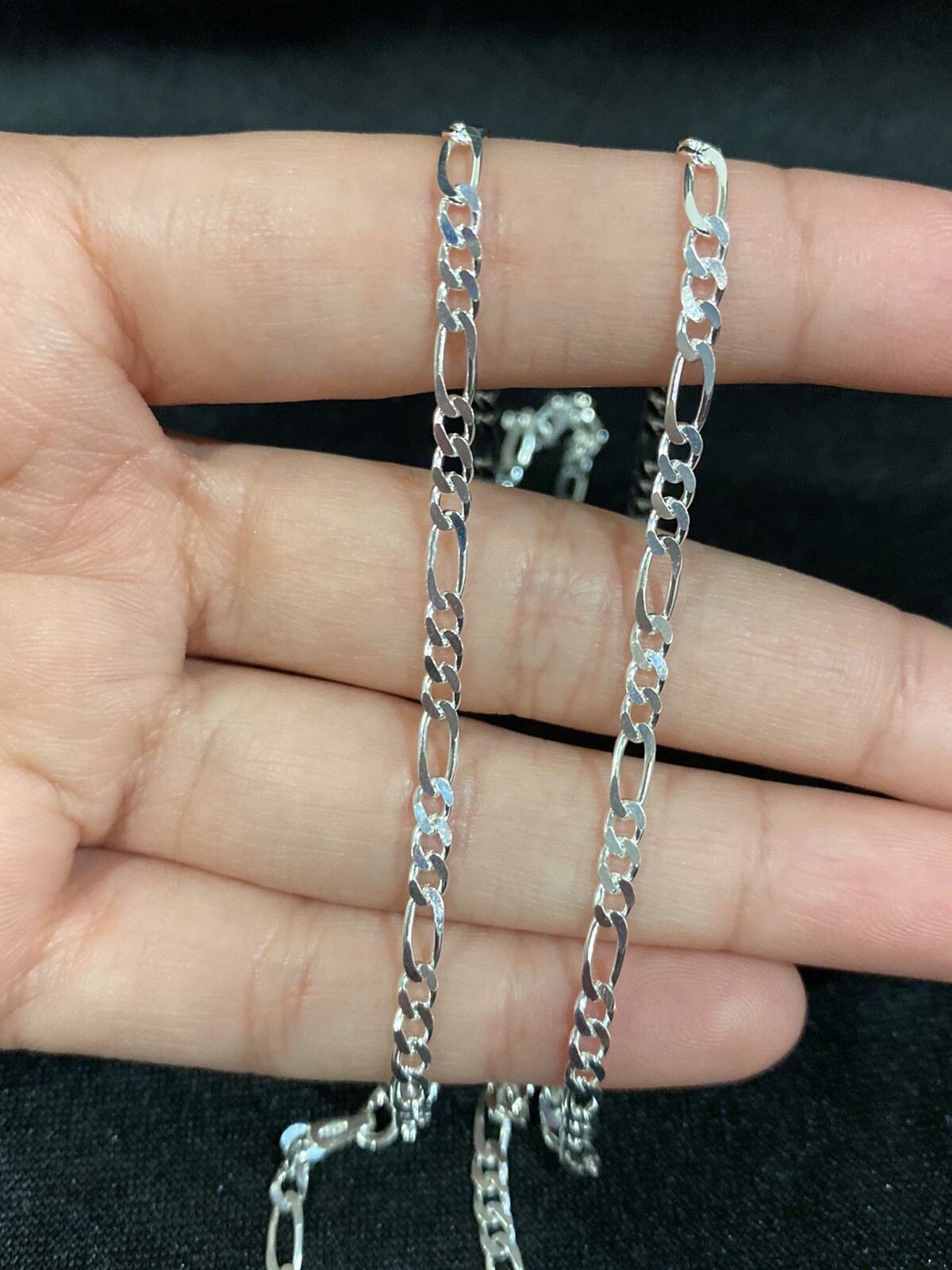 .925 Sterling Silver Mens Womens Figaro Chain Necklace 16 18 20 22 24 26 28 30