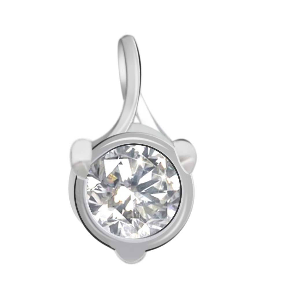 14KT White Gold 0.54Ct 5.00mm G-H VS2 Natural Diamond Pendant – Tariffs Free
