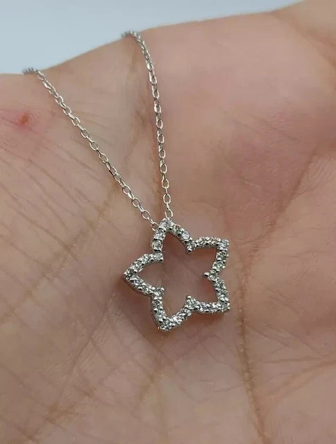 Women’s Flower 1Ct Round Cut Lab Grown Diamond Pendant Chain 925 Sterling Silver