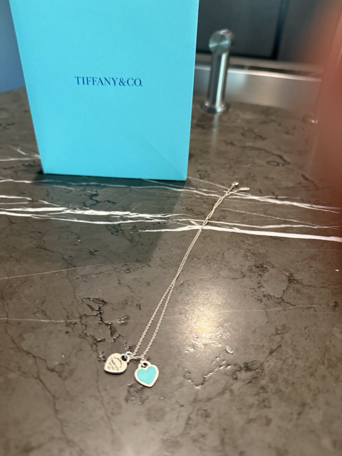 AUTHENTIC Return to Tiffany Double Heart Tag Pendant in Silver, Mini
