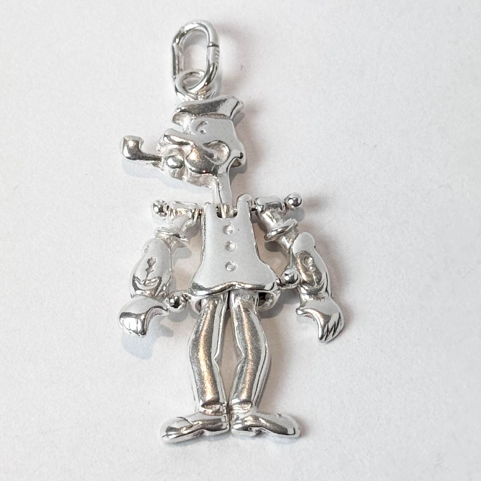 Sterling Silver 1.75”Popeye Pendant w/ Movable Arms Legs & Neck/ 7.3 Grams