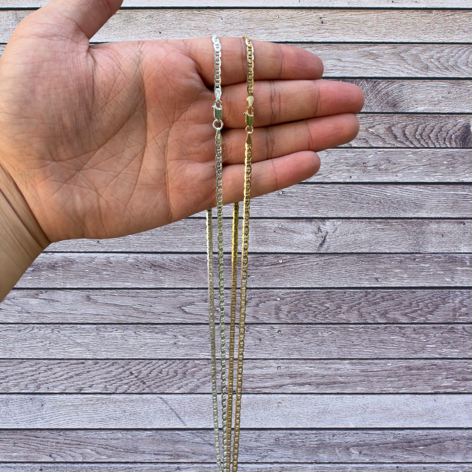3mm Mariner Chain Necklace – Real Solid 925 Sterling Silver Or 14k Gold Vermeil