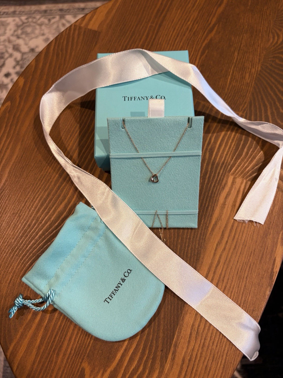 Tiffany & Co. Elsa Peretti 18K Gold Open Heart Pendant Necklace 7mm